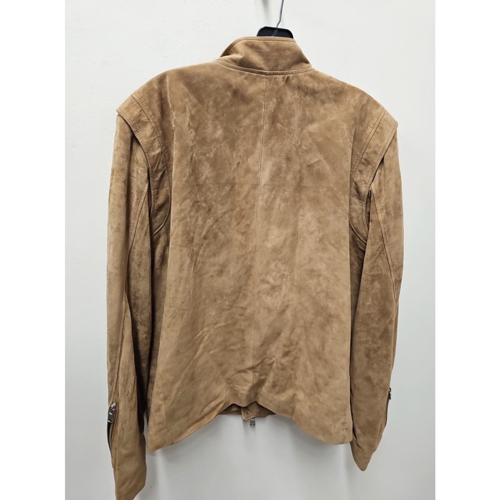 Camel CIFONELLI Coat Men 5XL Suede Leather Camel Brown Buttery Soft Vintage Pea Coat Single-Breasted Lined Pockets Collar Spread 3/8ss Size US XXL / EU 58 / 5 - 7 Thumbnail