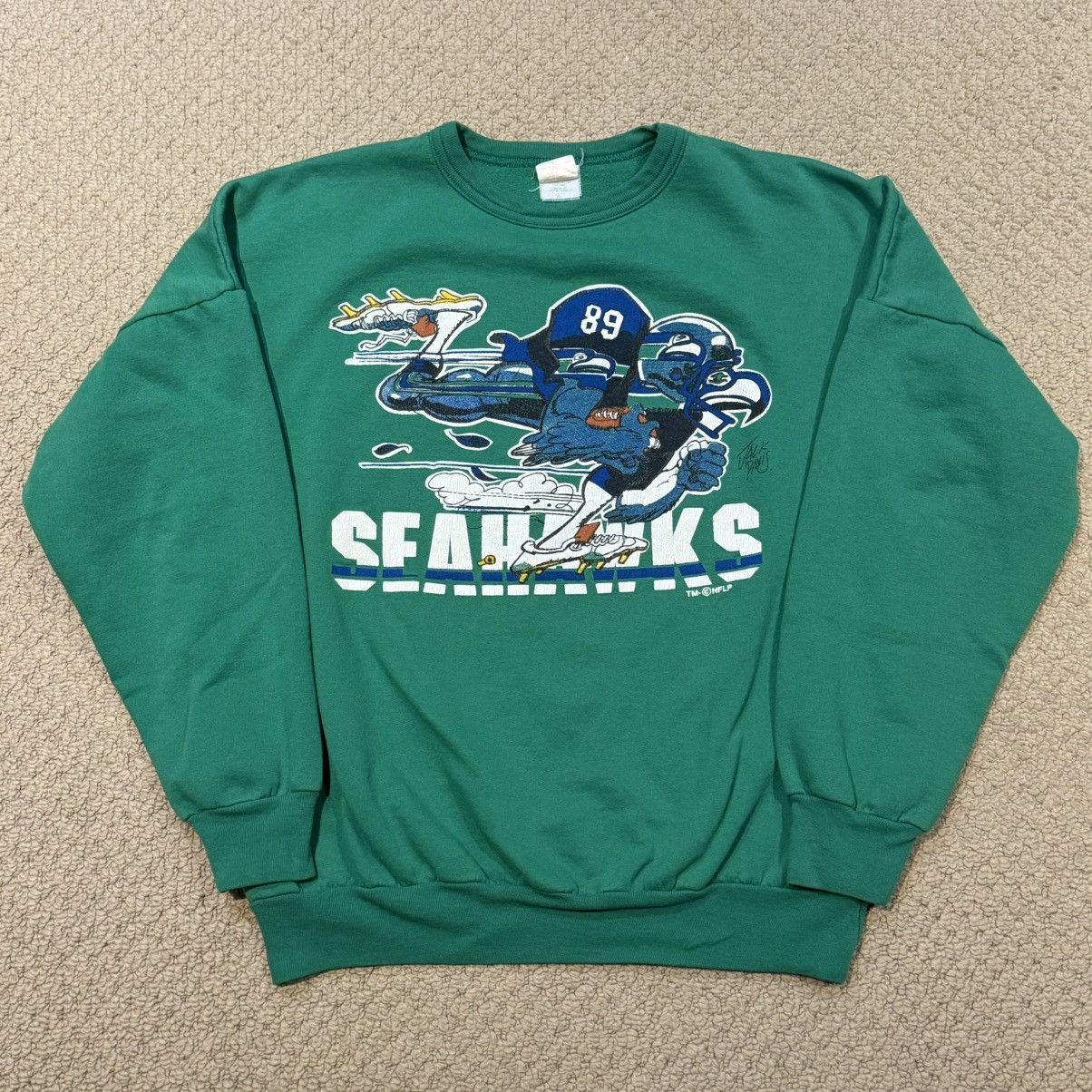 NFL Vintage 80s NFL Seattle Seahawks Green Crewneck Size Medium Size US M / EU 48-50 / 2 - 1 Thumbnail