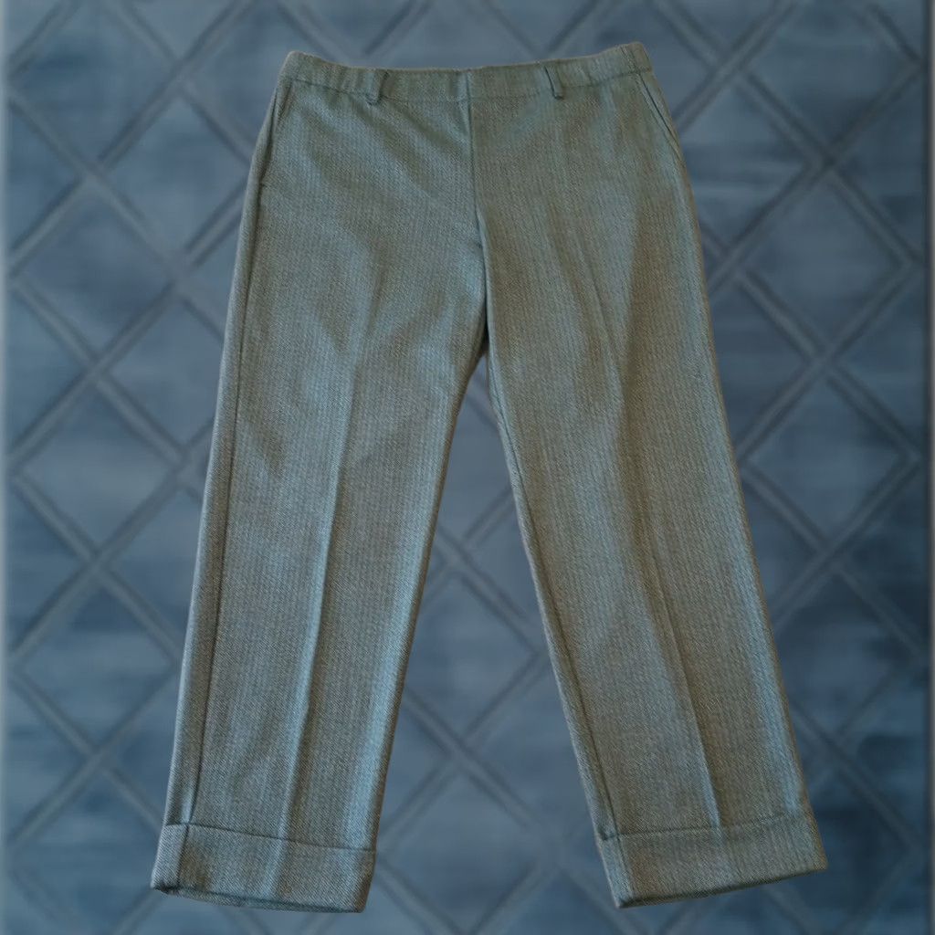 J. Jill J. Jill Pants Womens Large Green Herringbone Cuffed Pull On Pockets Ankle Straight Vintage No Size 36" / US 14 / IT 50 - 1 Thumbnail