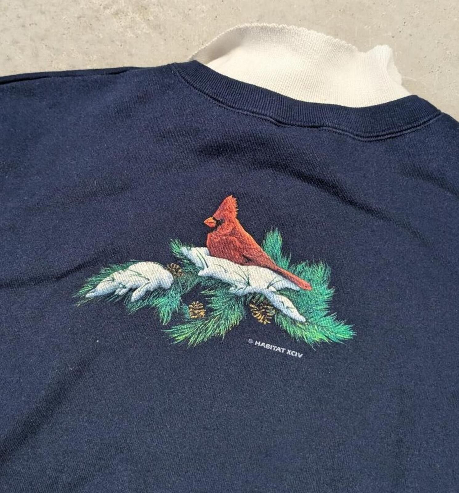 Vintage Vintage 90s Cardinals in a Snow Tree Collared Frill Sweater Size XL / US 12-14 / IT 48-50 - 4 Thumbnail