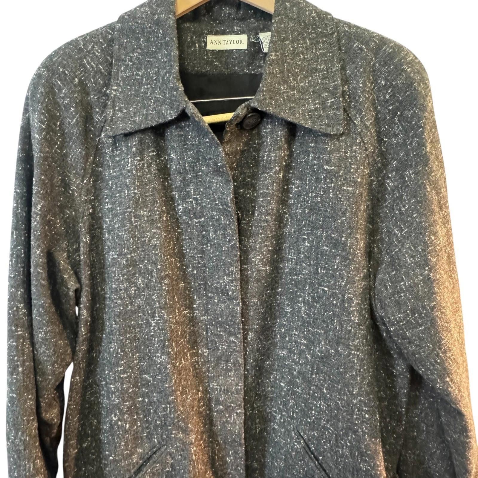 Ann Taylor Vintage Ann Taylor Tweed Coat Gray Button Front Size Large Size L / US 10 / IT 46 - 3 Thumbnail