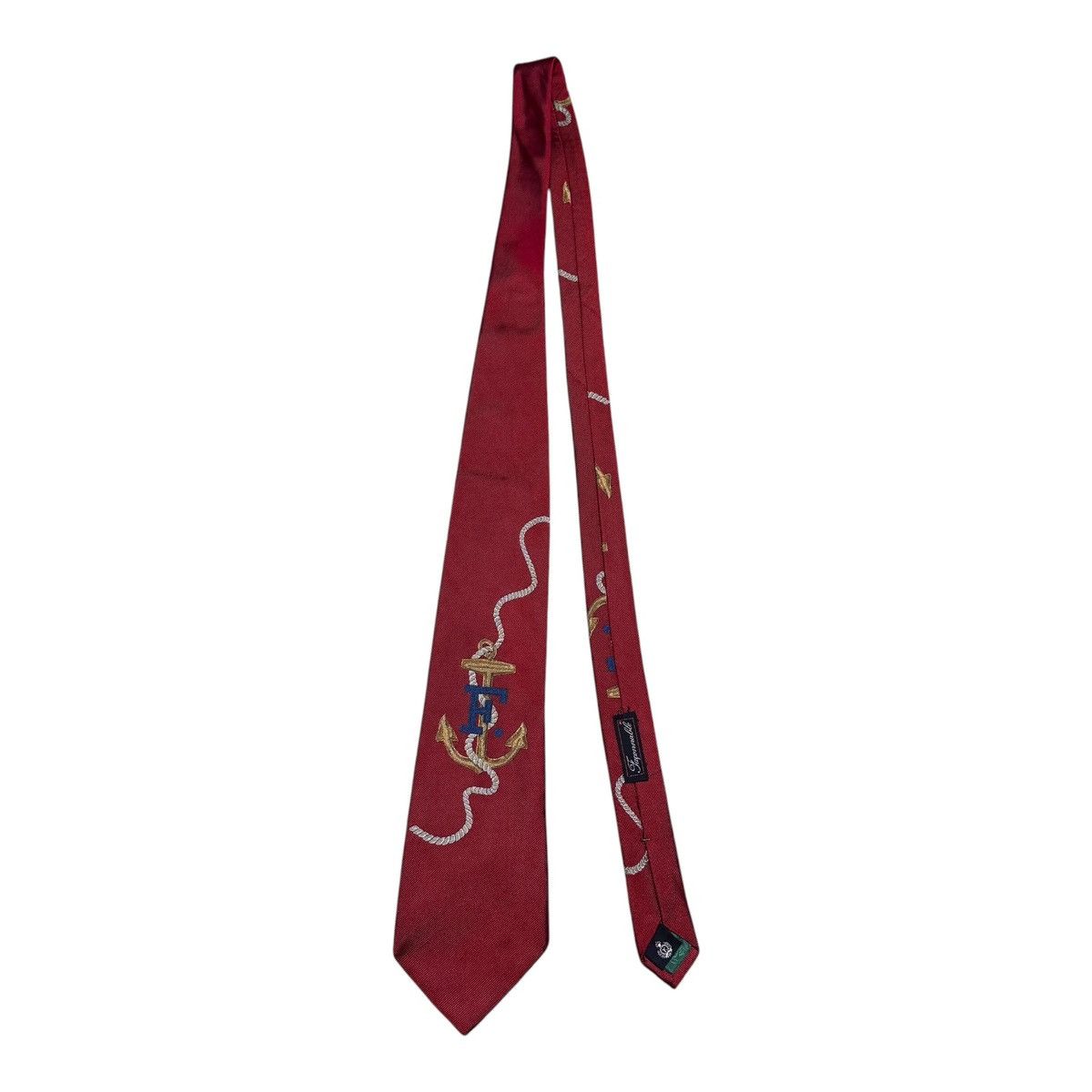 Faconnable Faconnable France Silk Hand Made Logo Nautical Anchor Tie Size ONE SIZE - 2 Thumbnail