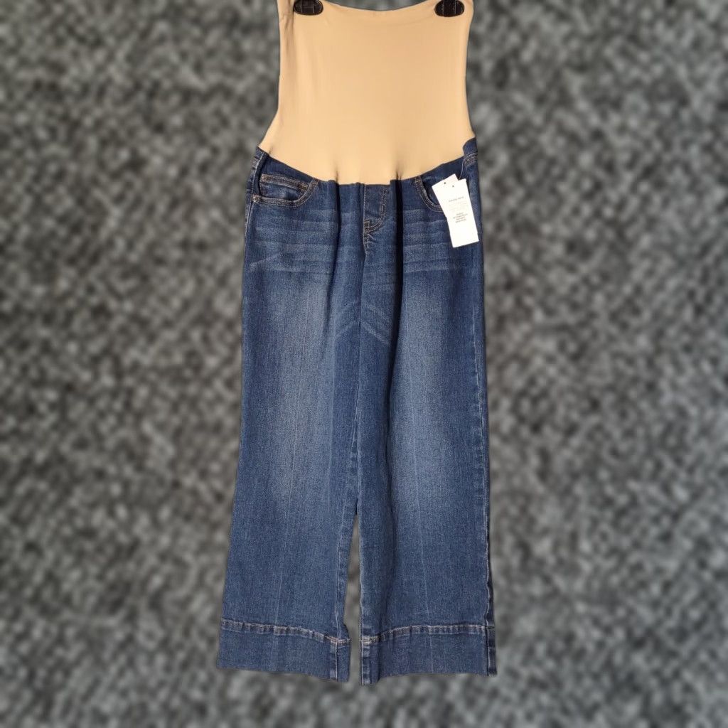Luxe Essentials Denim Maternity Cropped Jeans Blue 29 Womans 3 Pocket Modern Style High Rise Easy Care Machine Washable