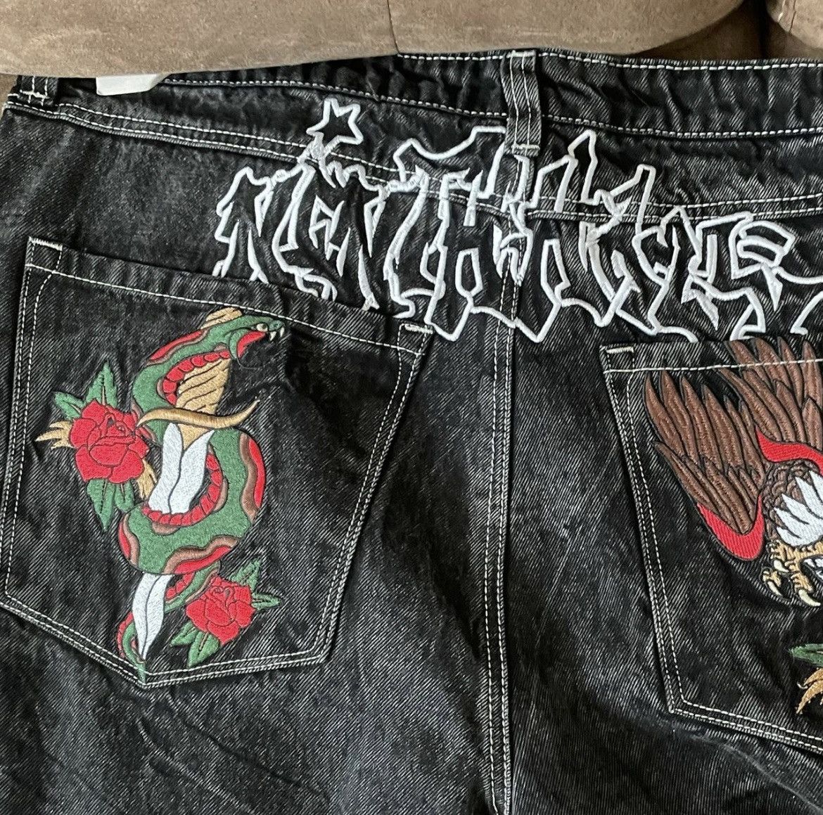 Ninth Hall Ninth Hall Ambush Embroidered Black Denim Jeans Size US 40 / EU 56 - 2 Thumbnail