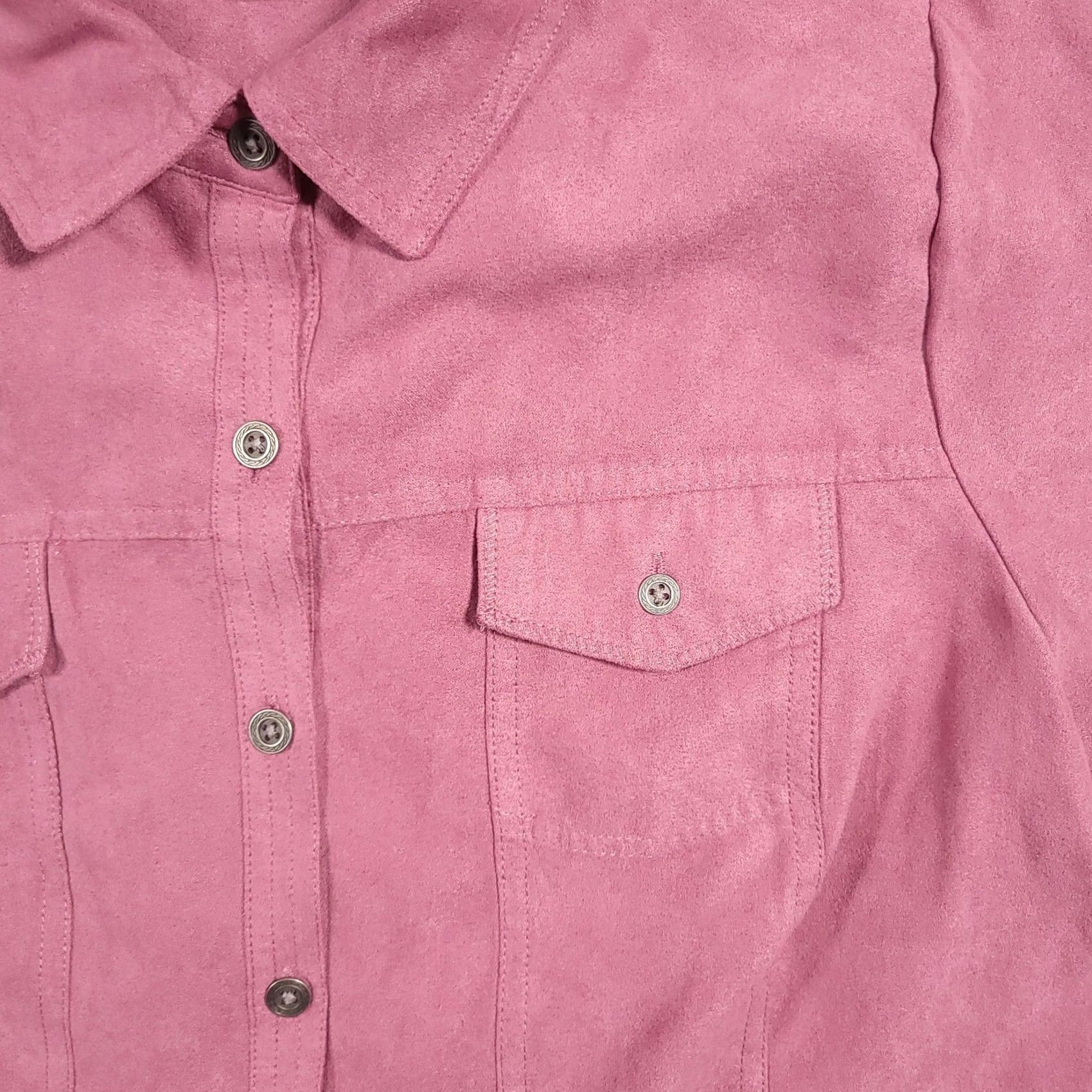 Croft & Barrow Croft & Barrow Button-Up Shirt Jacket Womens Medium Pink Lined Suede Faux Shirt Jacket Button Up Shirt Jacket Mens? Size M / US 6-8 / IT 42-44 - 4 Thumbnail