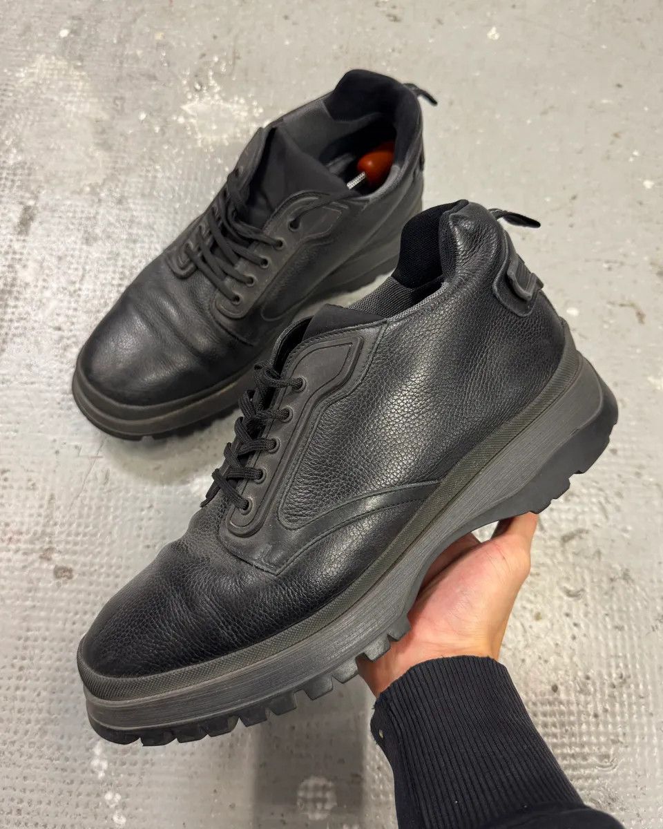 靴 00s archive PRADA leather boots shoes Prada × Vintage 2000s Prada Black Leather Premium Archive