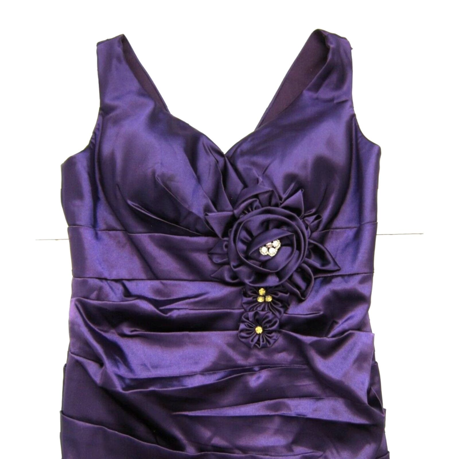 Vintage Vtg Cinderella Divine Purple Satin Ruched V-Neck Floral Mermaid Gown Dress M Size M / US 6-8 / IT 42-44 - 4 Thumbnail