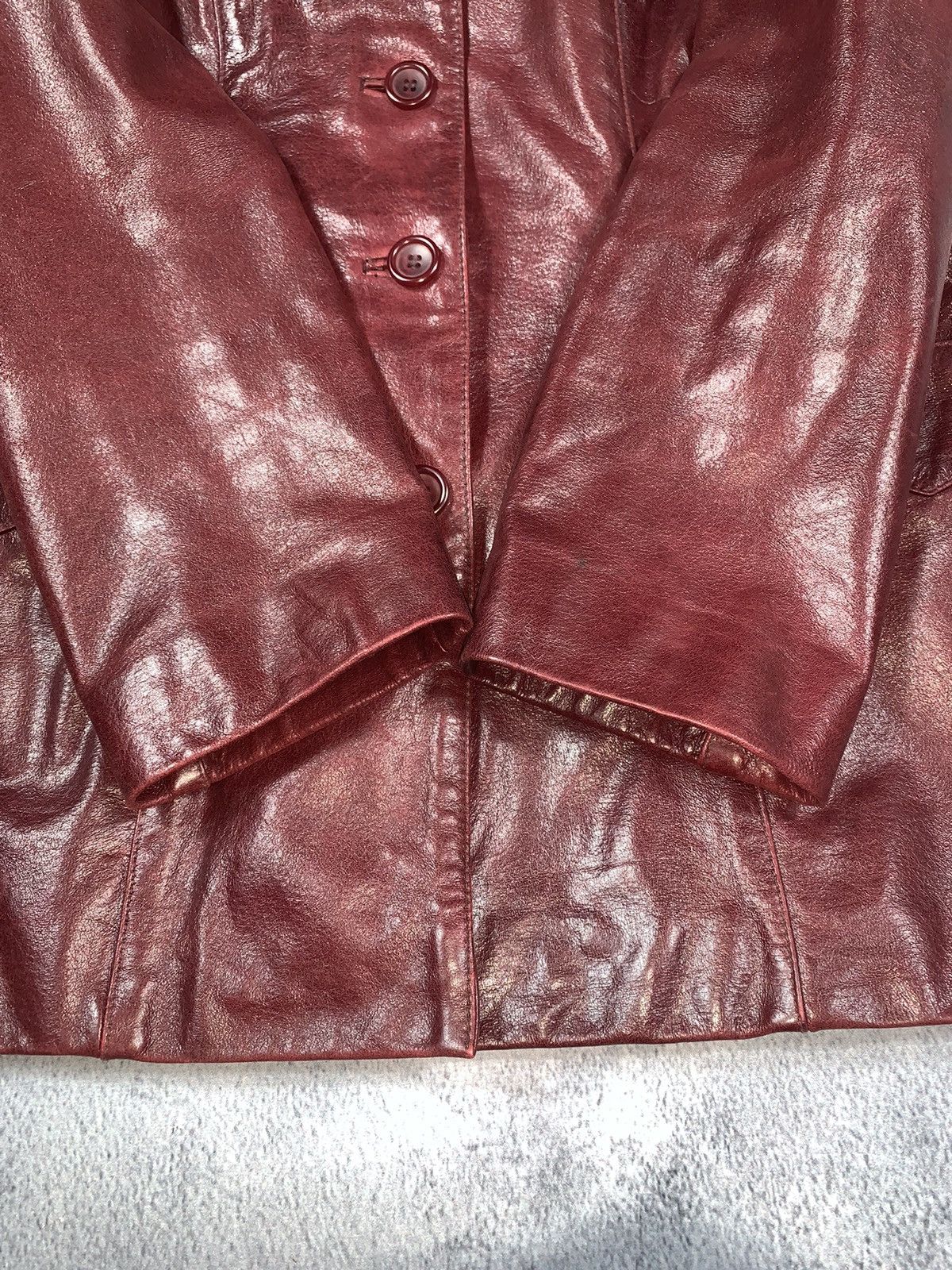 Leather × Vintage Vintage 90s Opium Elongated Leather blazer Jacket size M Size M / US 6-8 / IT 42-44 - 4 Thumbnail