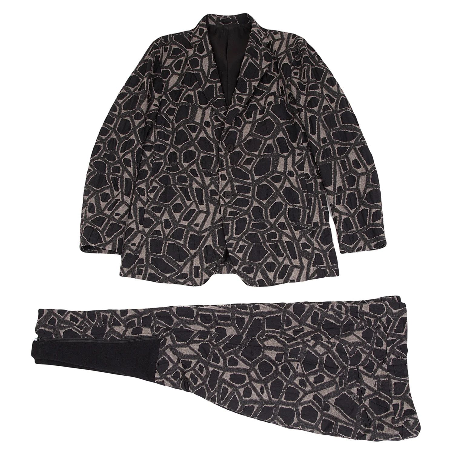 Issey Miyake Jacquard Design Jacket in Black Gray, Size 4 Size US XL / EU 56 / 4 - 15 Thumbnail