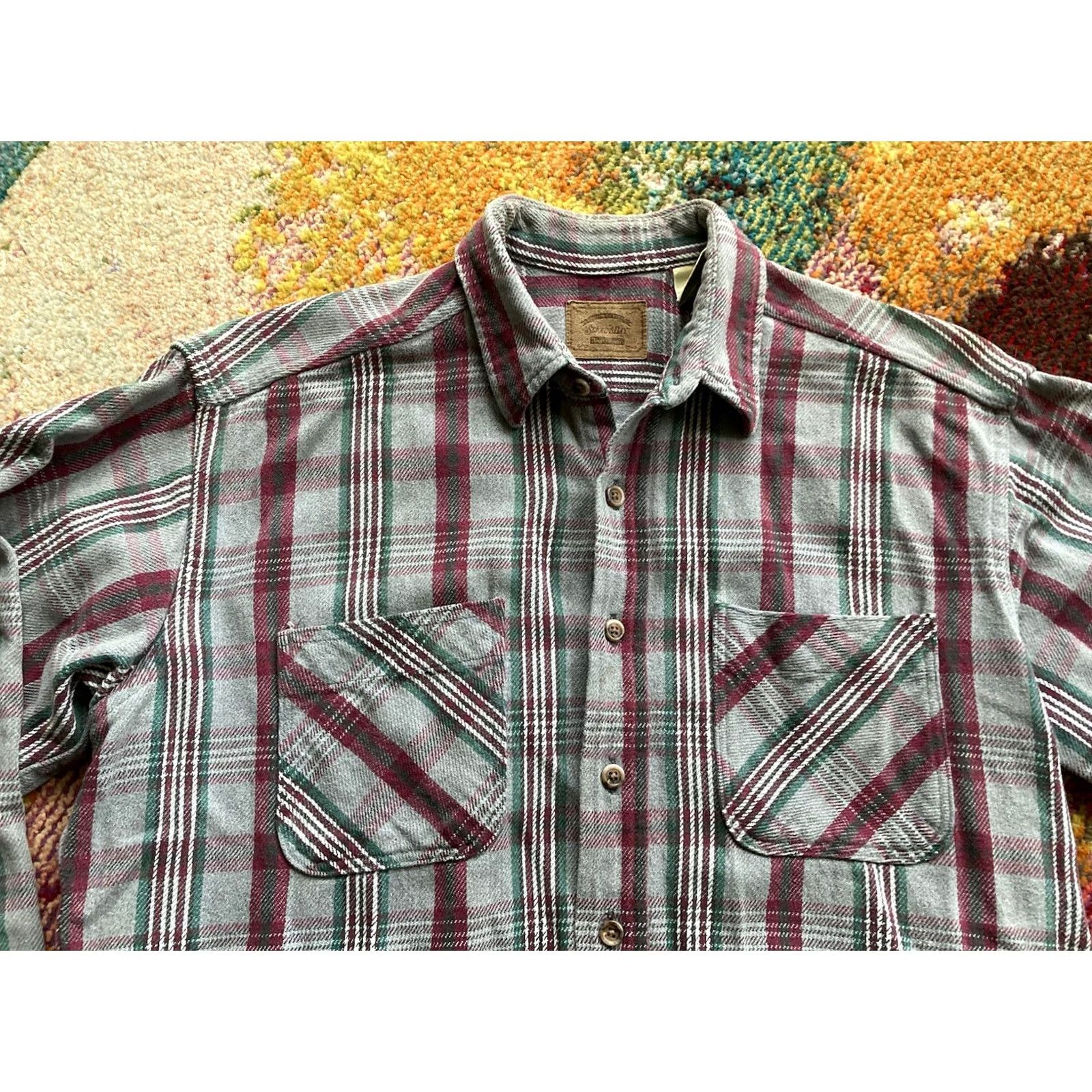 Vintage VINTAGE St. John's Bay Plaid Flannel Shirt Size L Gray Cotton Button-Up Long Sleeve Mens 90s USA Made Regular Fit Size US L / EU 52-54 / 3 - 4 Thumbnail
