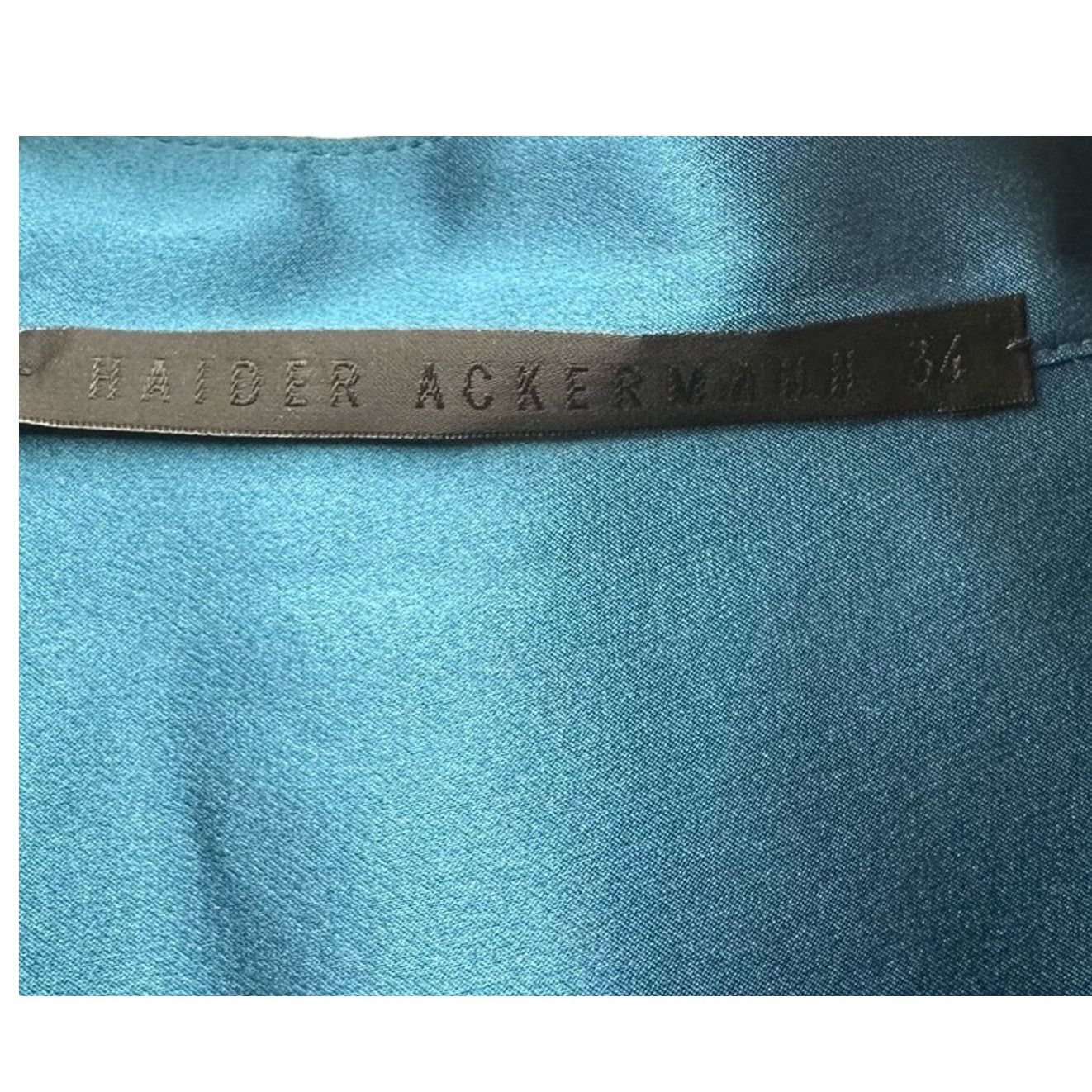Haider Ackermann Peacock Teal Silk Charmeuse Oversized Shirt FR 34 Authentic Size XS / US 0-2 / IT 36-38 - 2 Thumbnail