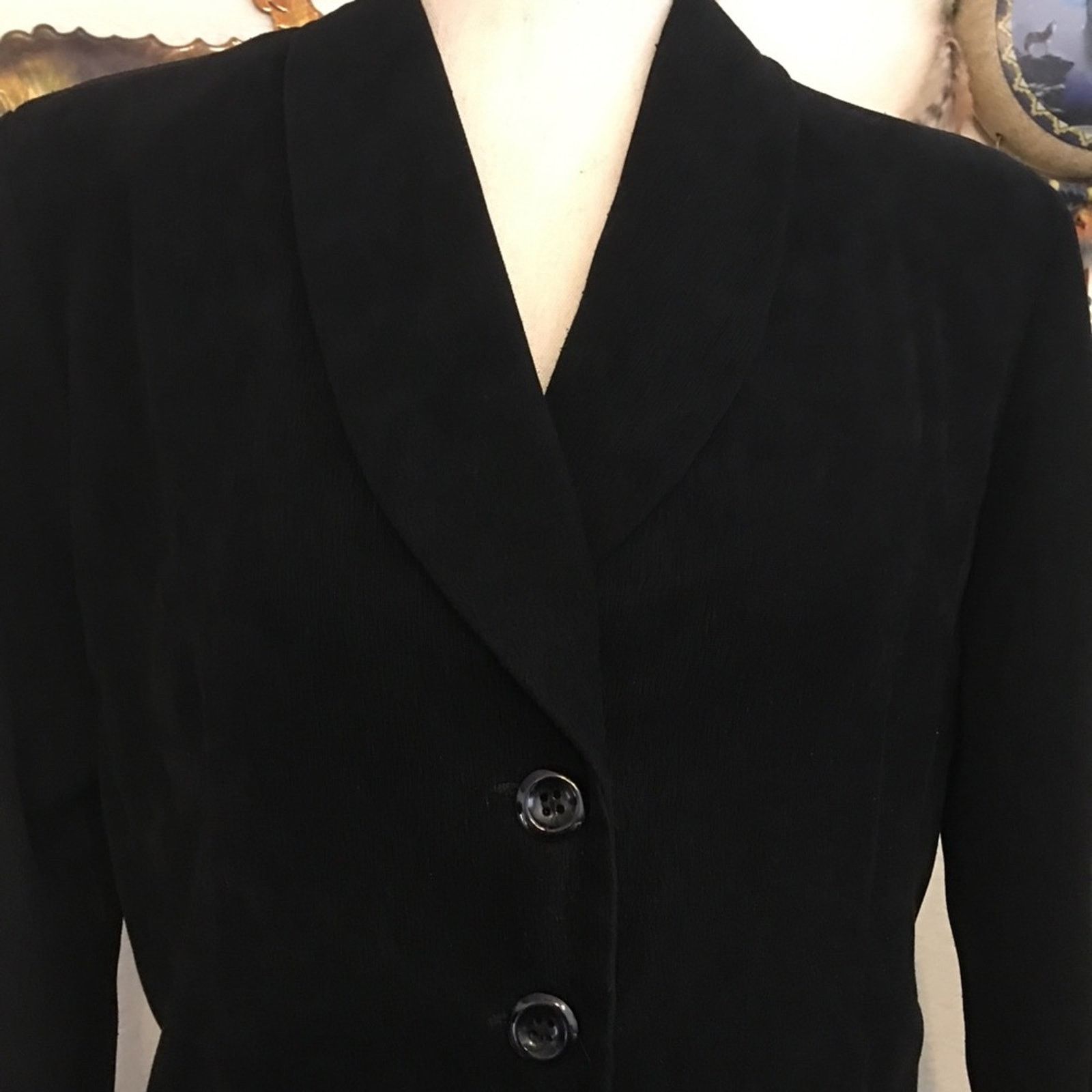 Vintage Vintage “I” Countess black textured career jacket Size L / US 10 / IT 46 - 2 Thumbnail