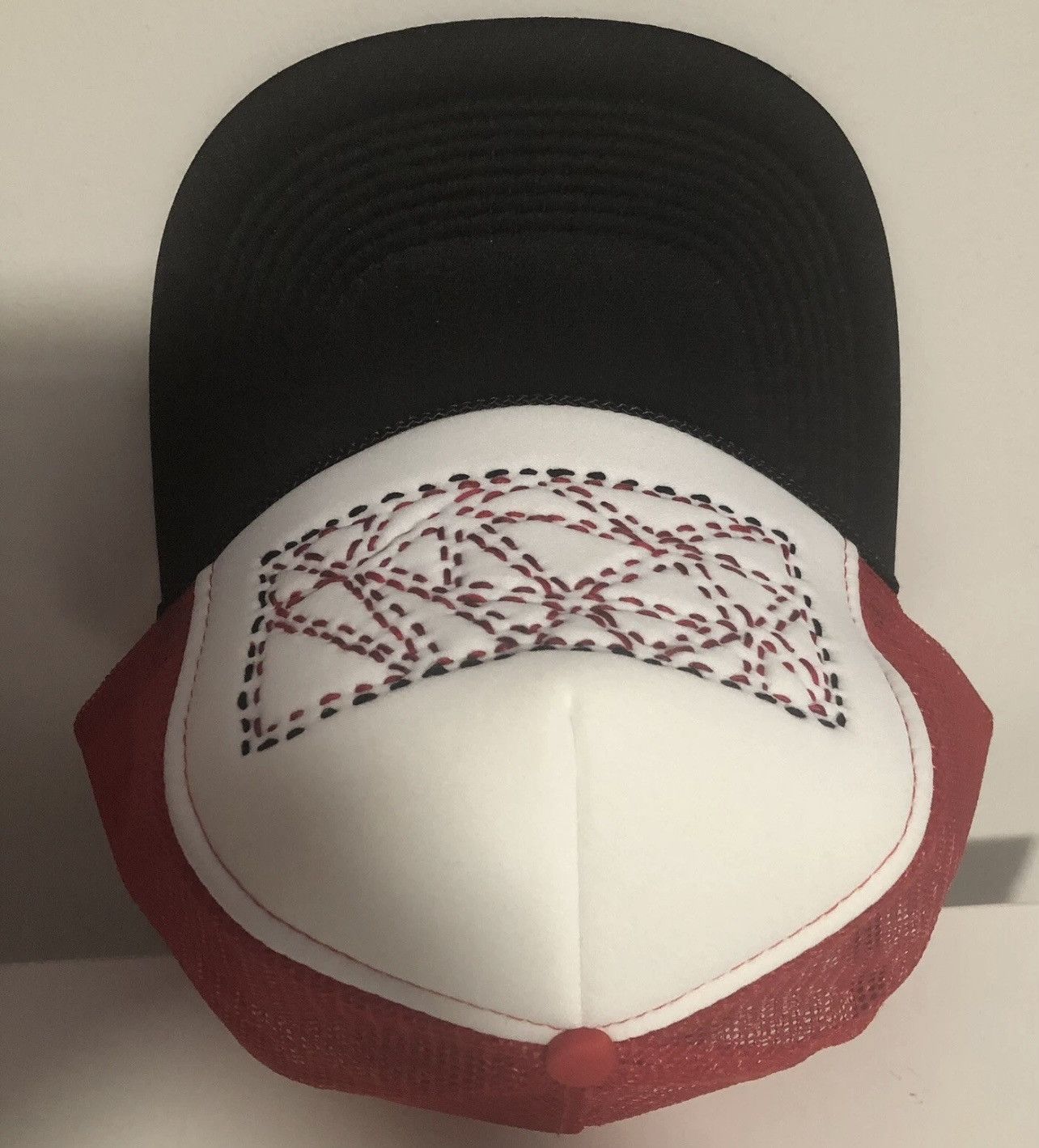 Other Red and White Trucker Hat Sashiko Hand Stitched 1/1 Size ONE SIZE - 9 Thumbnail