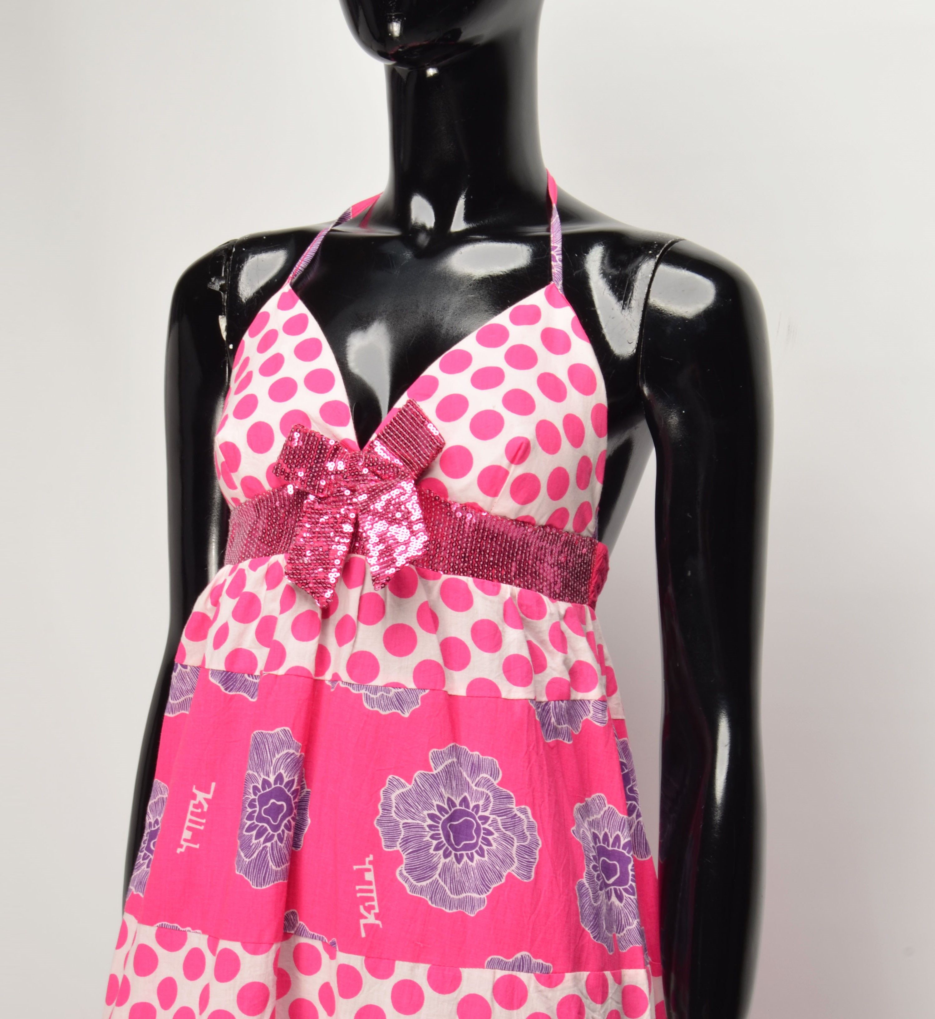 Miss Sixty Killah by Miss Sixty Y2K Floral Polka Dot Maxi Halter Dress Size S / US 4 / IT 40 - 2 Thumbnail