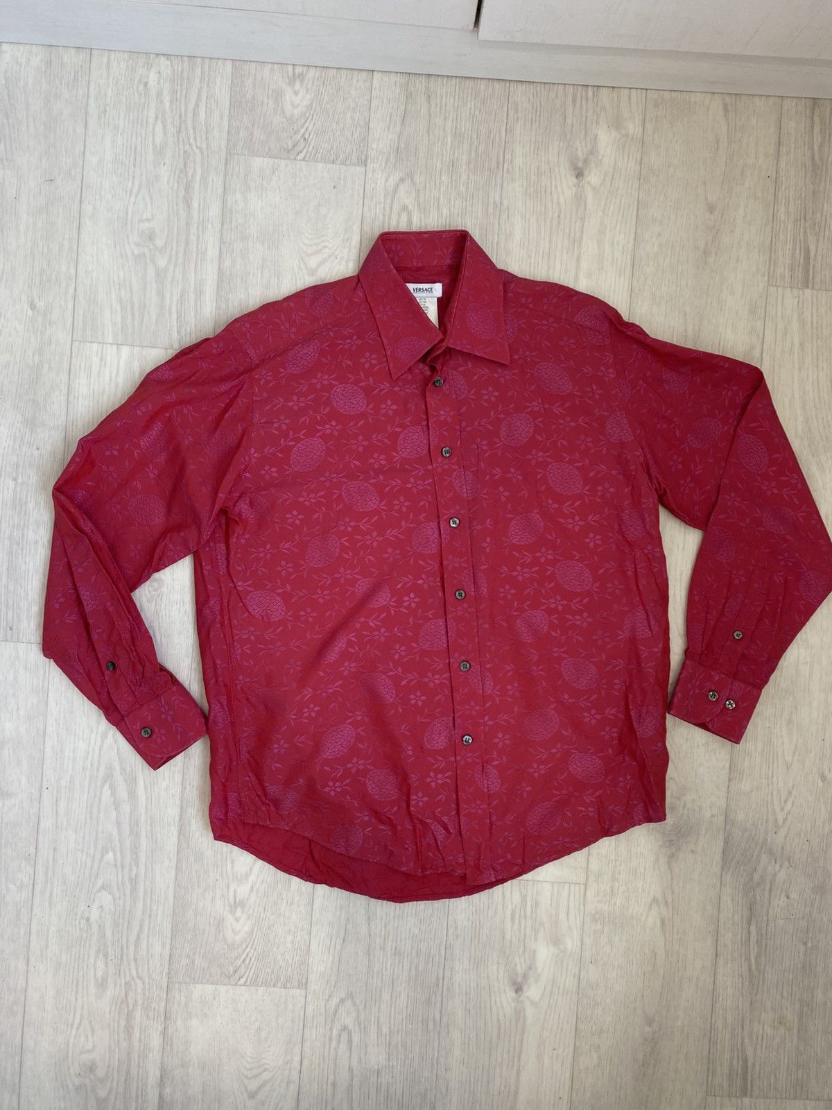 Versace × Vintage Versace Collection Red Jacquard ShirtPineapple 15 3/4 40 M-L Size US M / EU 48-50 / 2 - 1 Thumbnail