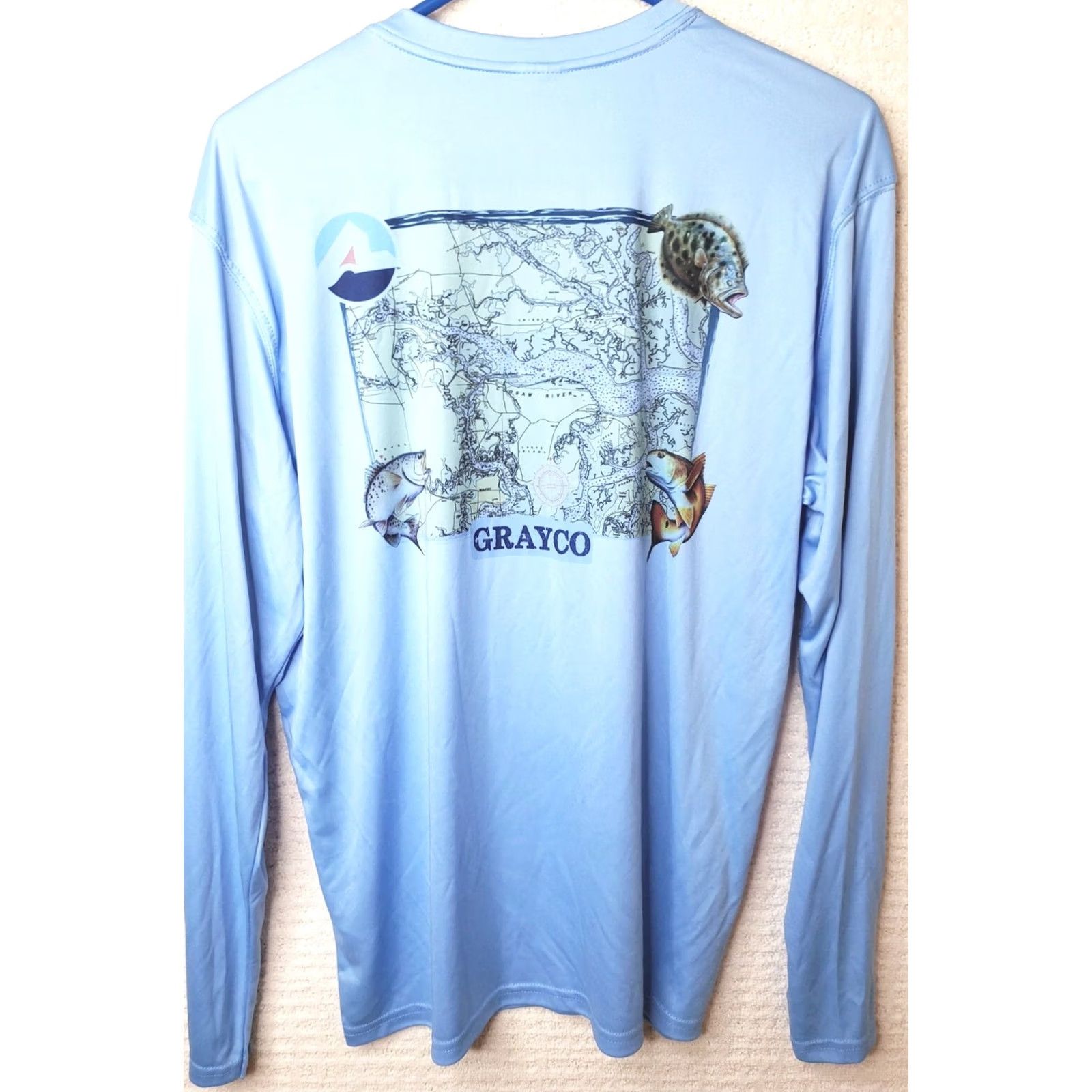 Area Altered Latitudes Mens L Blue Long Sleeve Map Shirt Beaufort SC Area Rivers FISH Shirt Mens L Blue Map Shirt Size US L / EU 52-54 / 3 - 6 Thumbnail