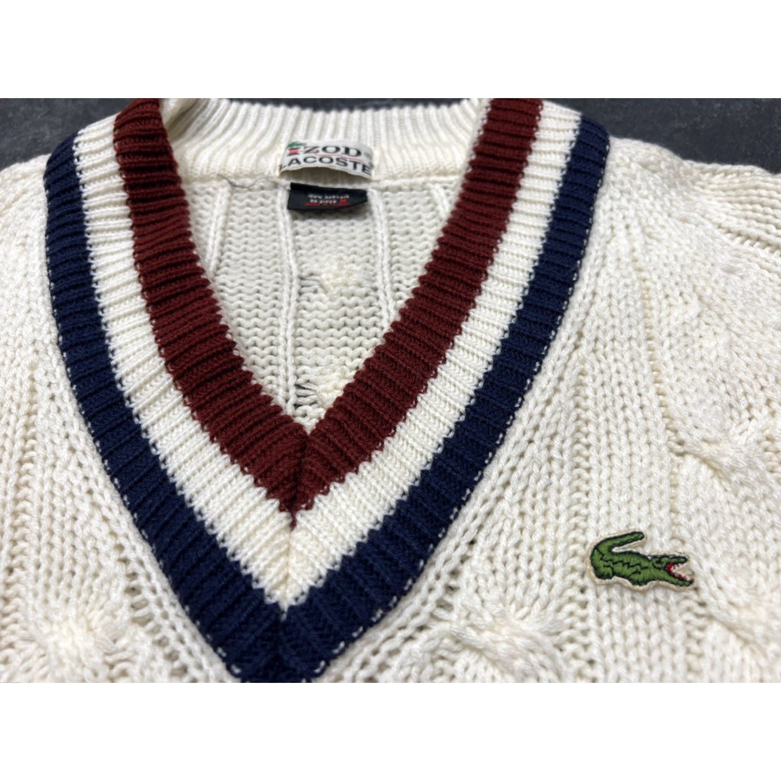 Izod Izod Lacoste Sweater Striped Mens M Red White Blue Size US M / EU 48-50 / 2 - 4 Thumbnail