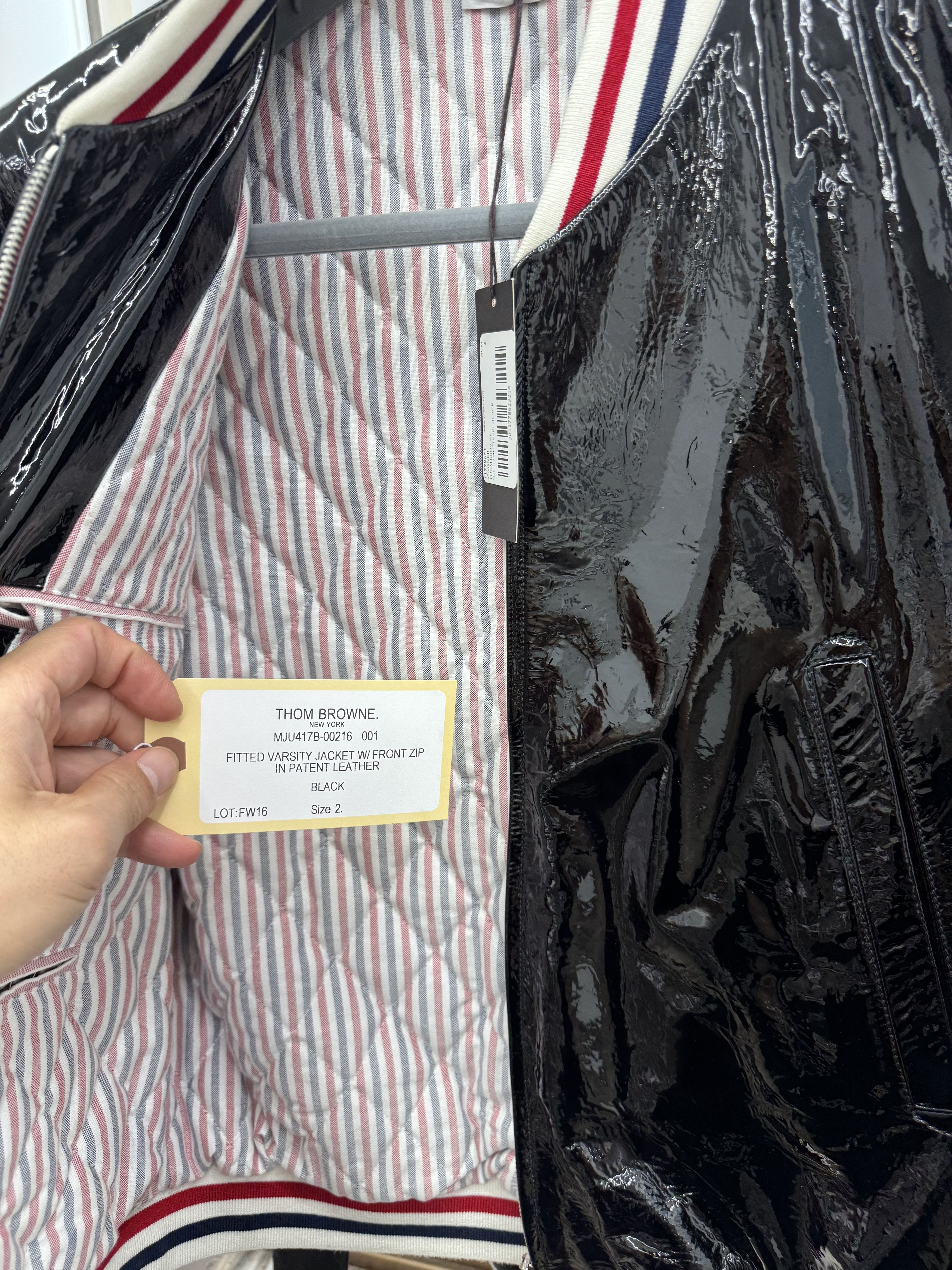 Thom Browne Fitted Varsity Jacket W/Front Zip in Patent Leather Size US M / EU 48-50 / 2 - 4 Thumbnail