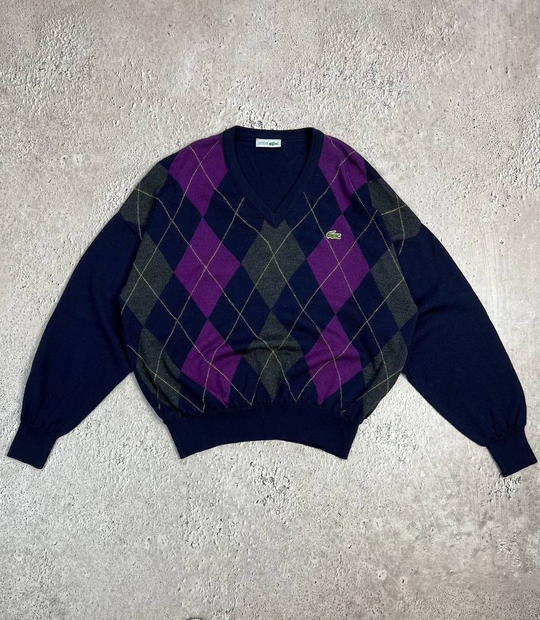 Lacoste × Vintage Vintage Lacoste Knit Wool Vneck Cardigan Sweater Size US M / EU 48-50 / 2 - 1 Thumbnail