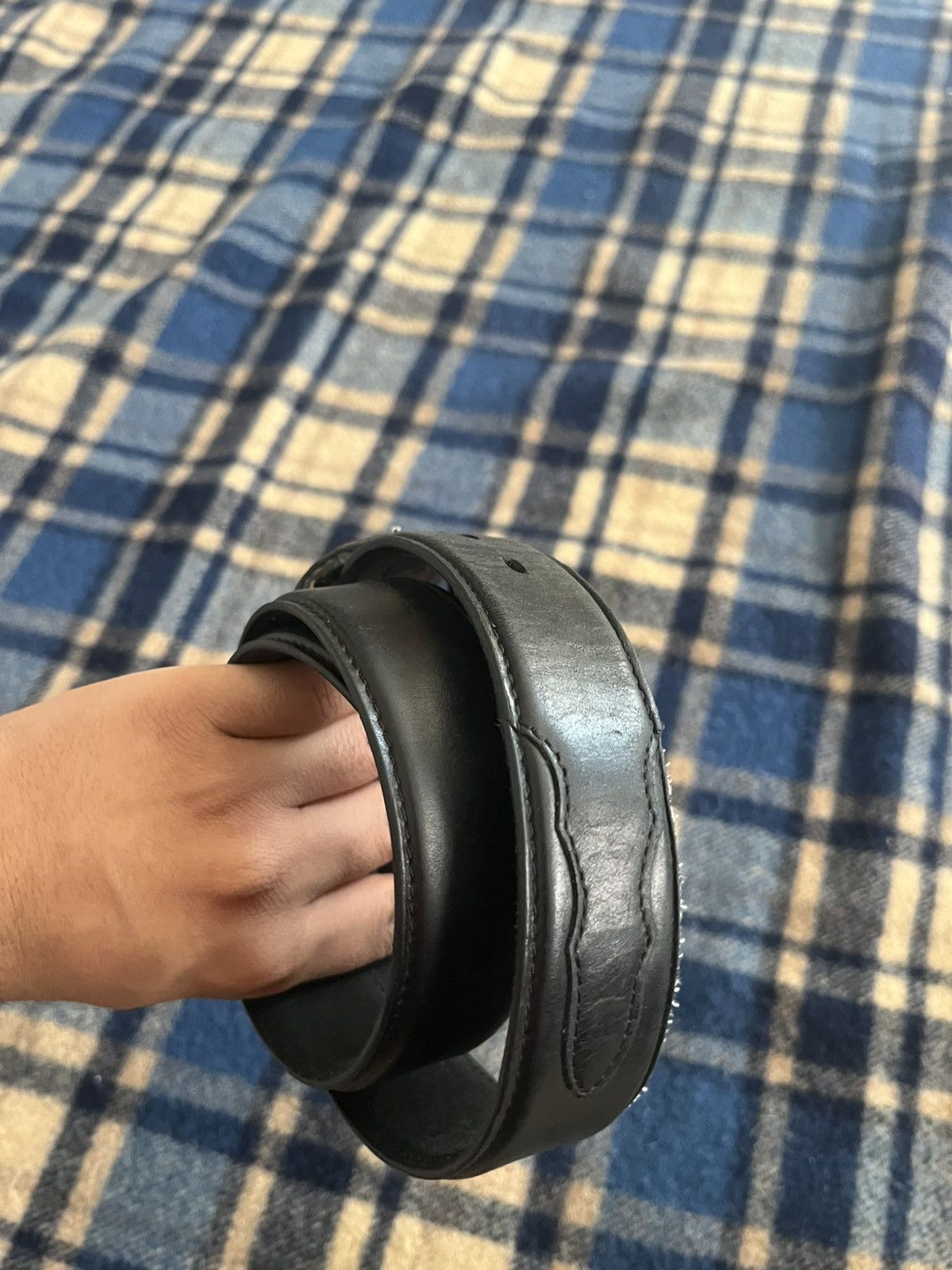 Other Vintage 2000’s Black Leather Western Leather buckle belt 40” Size 40 - 4 Thumbnail