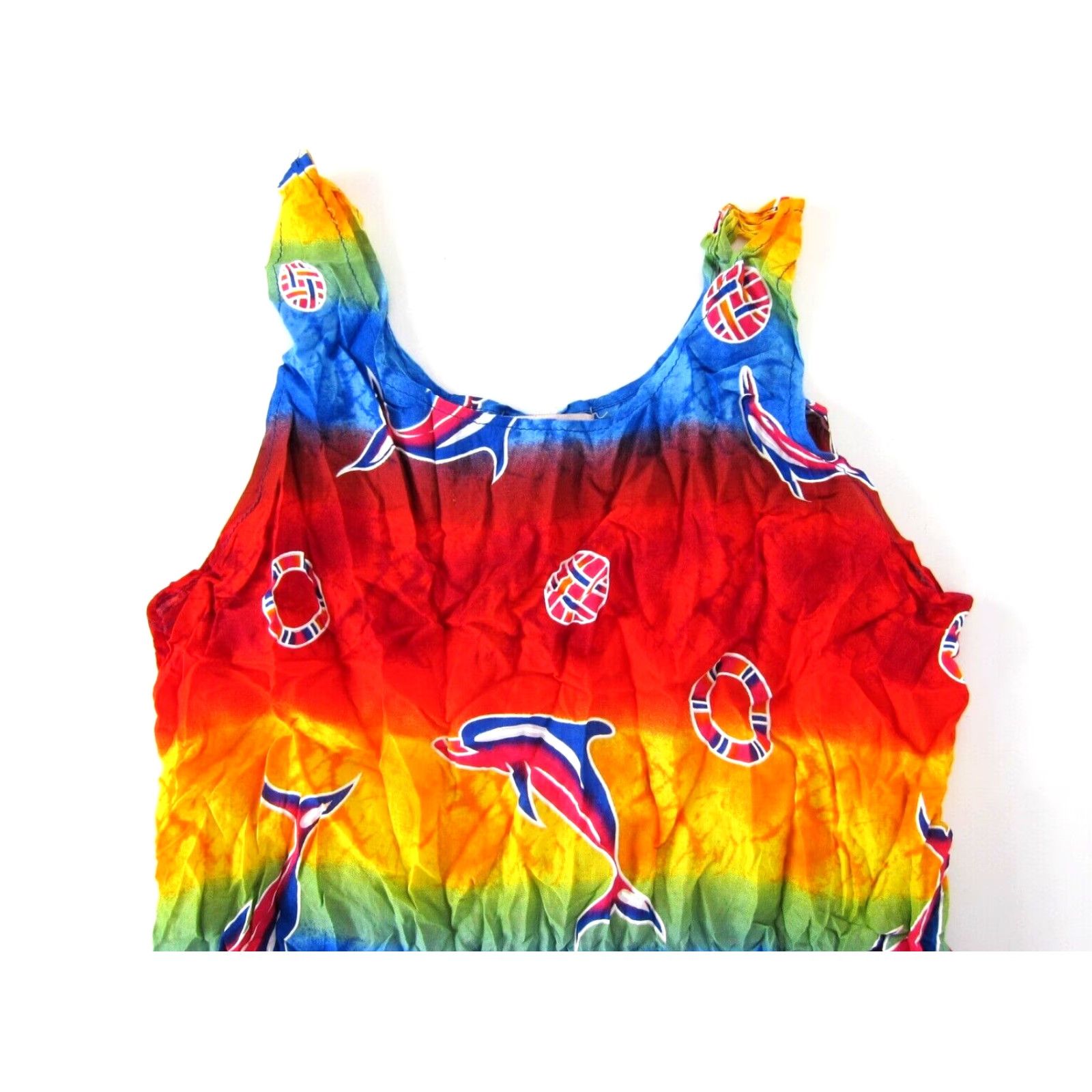 Vintage VINTAGE NWT Five Parrots Rainbow Tie Dye Dolphin Rayon Tank Sun Dress L Large Red Size L / US 10 / IT 46 - 4 Thumbnail