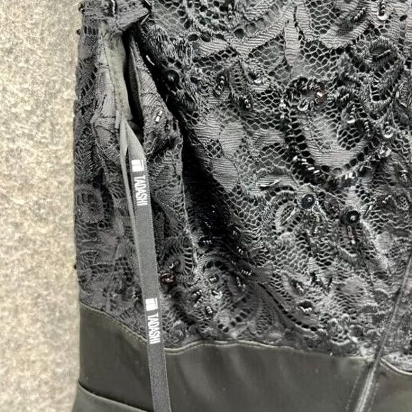 Tadashi Shoji Tadashi Shoji Dress Women 6 Black Sleeveless Sequin Beaded Collared Tiered Sheath Party Cocktail Wedding 6 Womens Black Satin Polyester Size M / US 6-8 / IT 42-44 - 5 Thumbnail