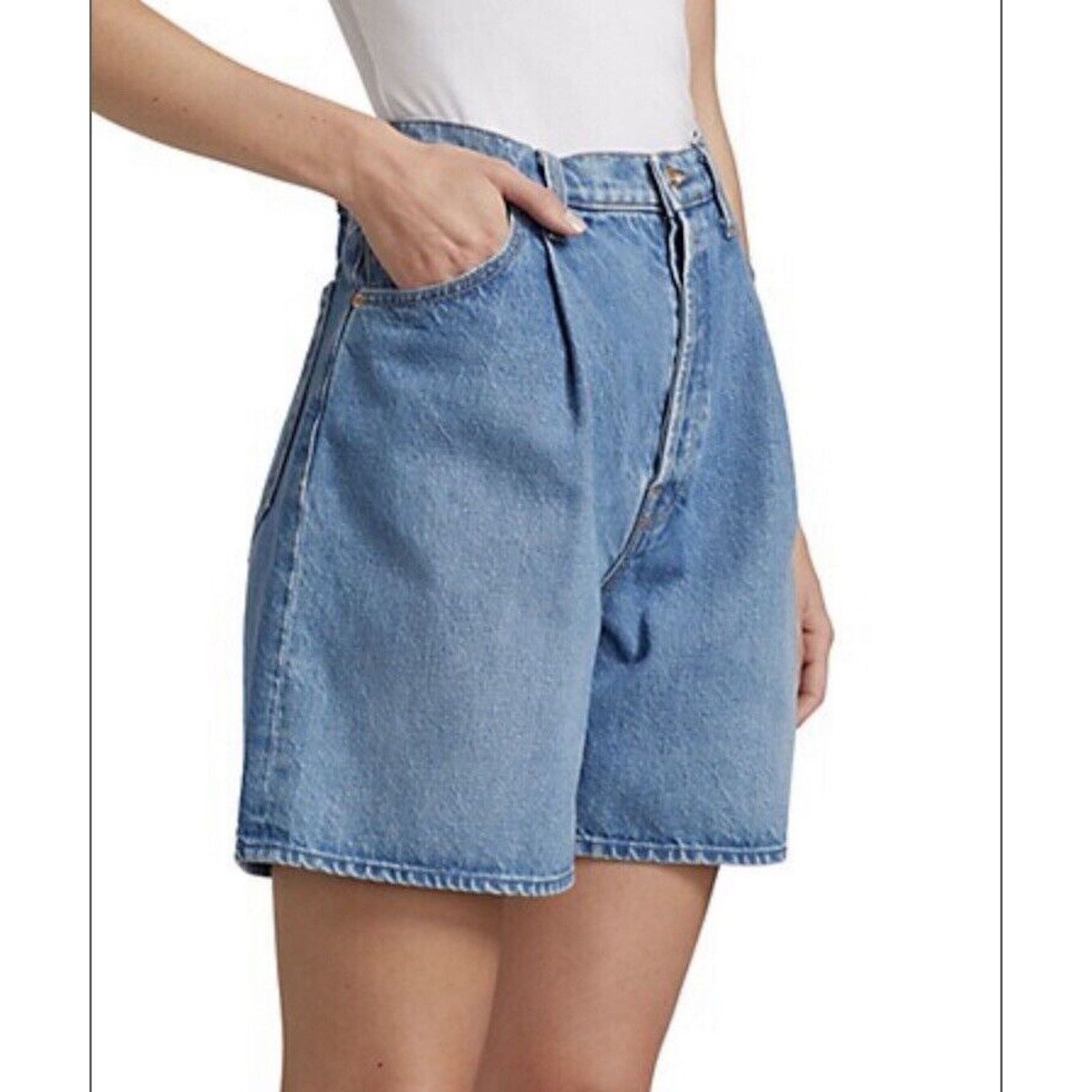 MOTHER New MOTHER Snacks Denim Shorts | The Pleated Fun Dip | 24 Size 24" / US 00 / IT 34 - 4 Thumbnail