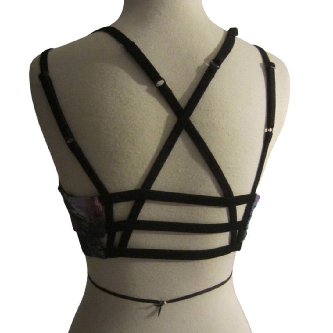 Other Y2K Abstract Print Crop Top Velvet Heart Strappy Festival Size ONE SIZE - 7 Thumbnail