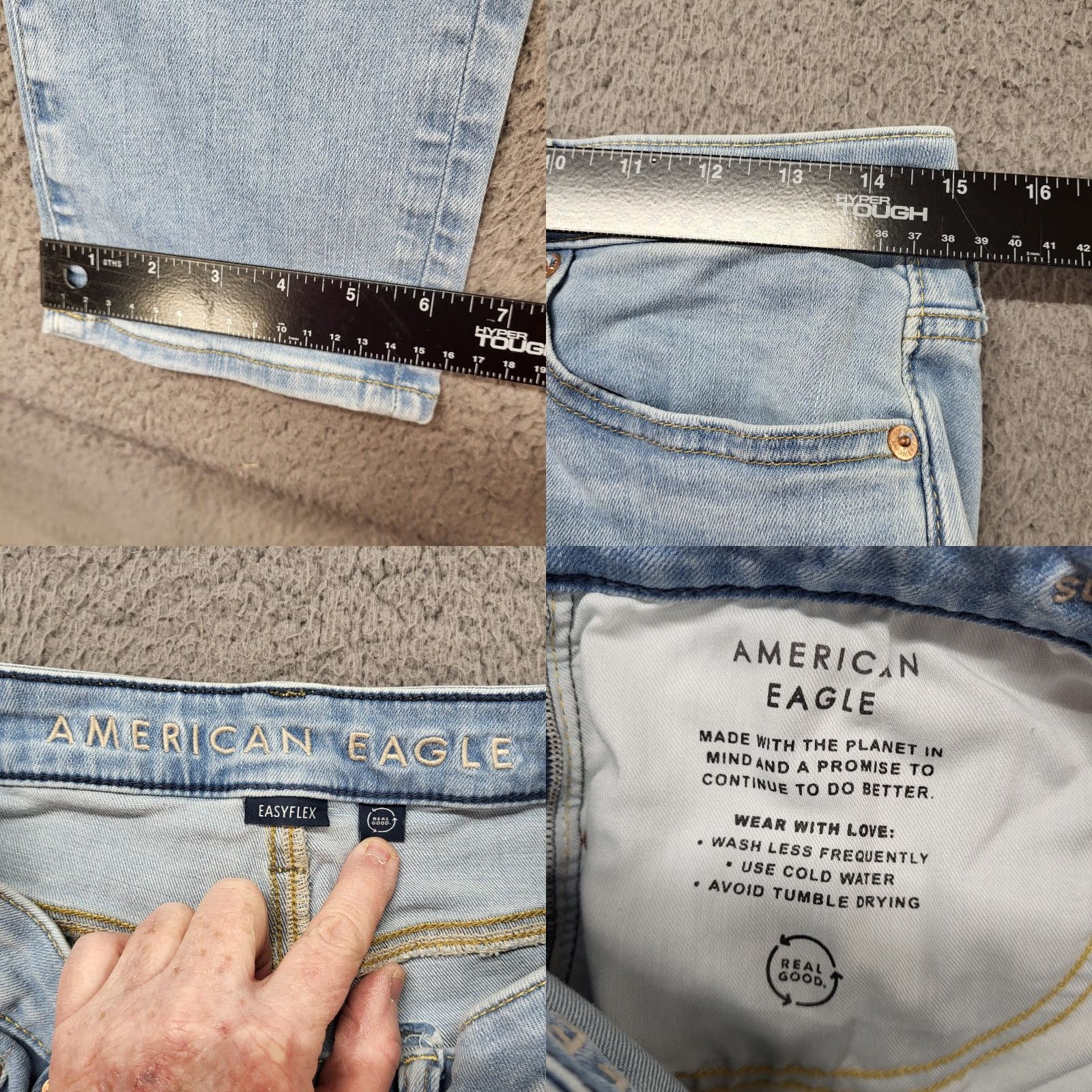 American Eagle Outfitters American Eagle Outfitters Jeans Men's 29x32 Easy Flex Skinny Mid Rise Blue Denim Distressed No Size US 29 - 8 Thumbnail