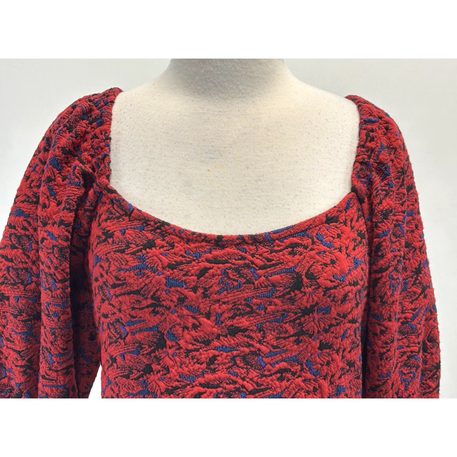 Free People Free People Sunset Mini Dress Women Red Puff Sleeves Boho Shift L Square Neck Womens Size L / US 10 / IT 46 - 5 Thumbnail