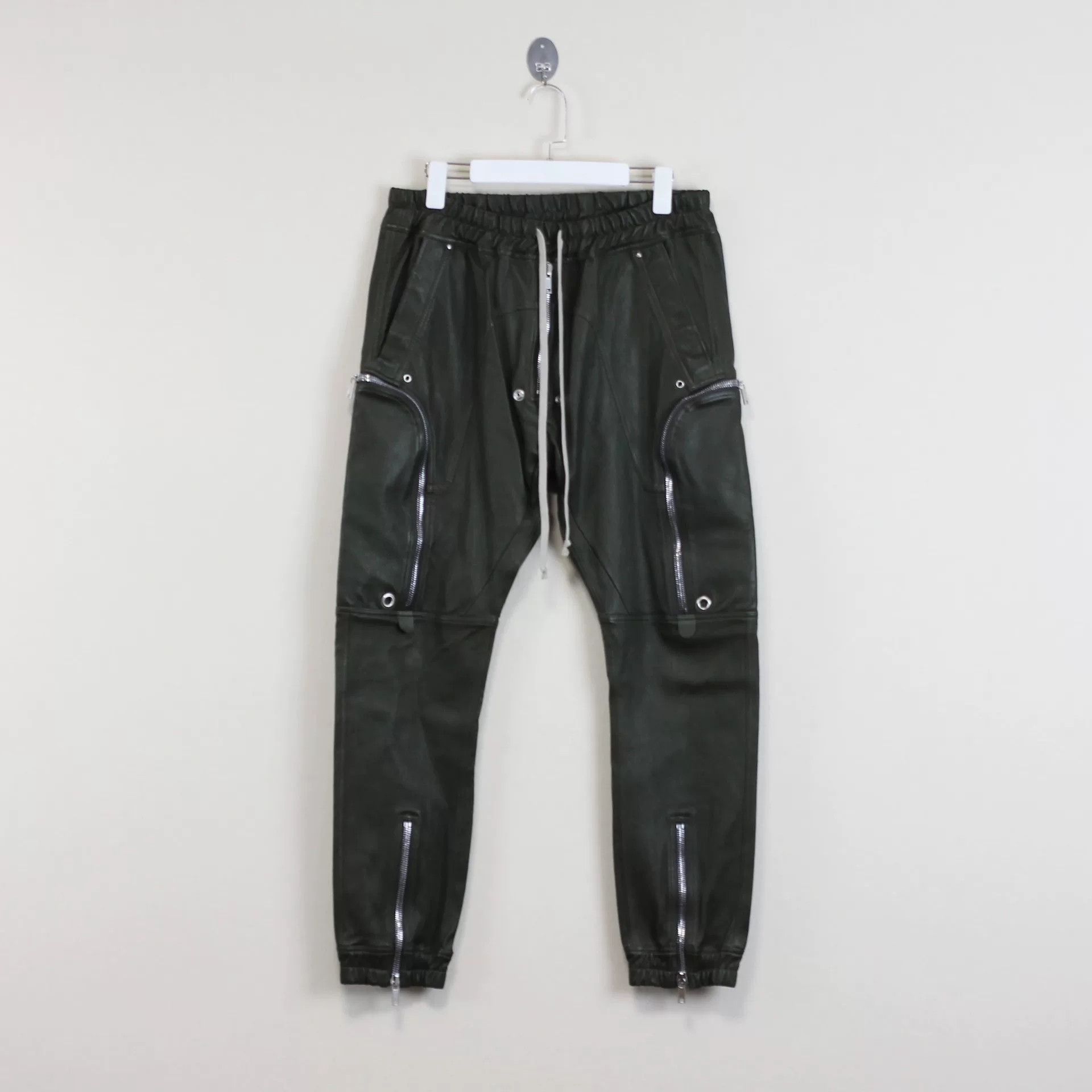 Rick Owens Rick Owens Green Leather Pants with Zippers Size US 30 / EU 46 - 1 Thumbnail