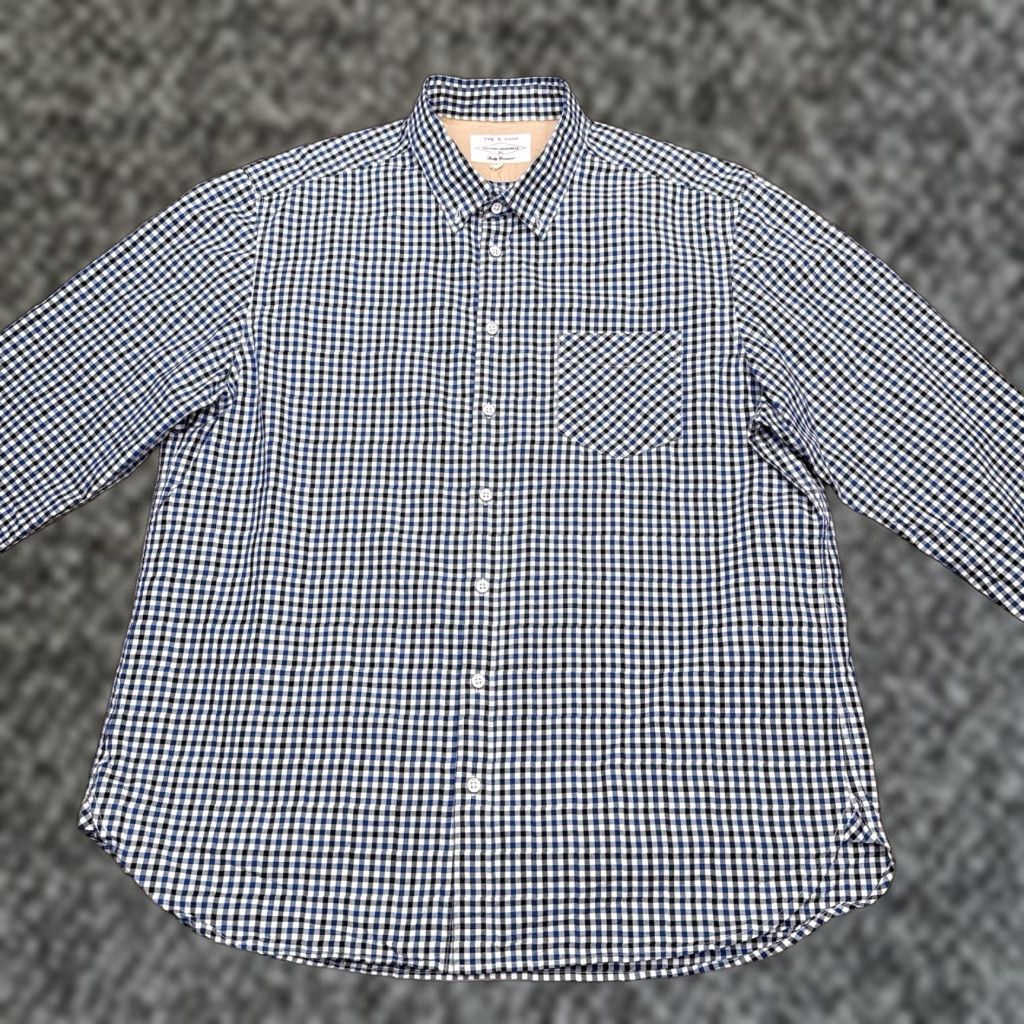 Rag & Bone Rag & Bone Shirt Mens XL Blue Check Button-Up Casual, Travel, Party/Cocktail, Long Sleeve, Collared, Button-Down, Knit Cotton, Regular Fit Size US XL / EU 56 / 4 - 1 Thumbnail