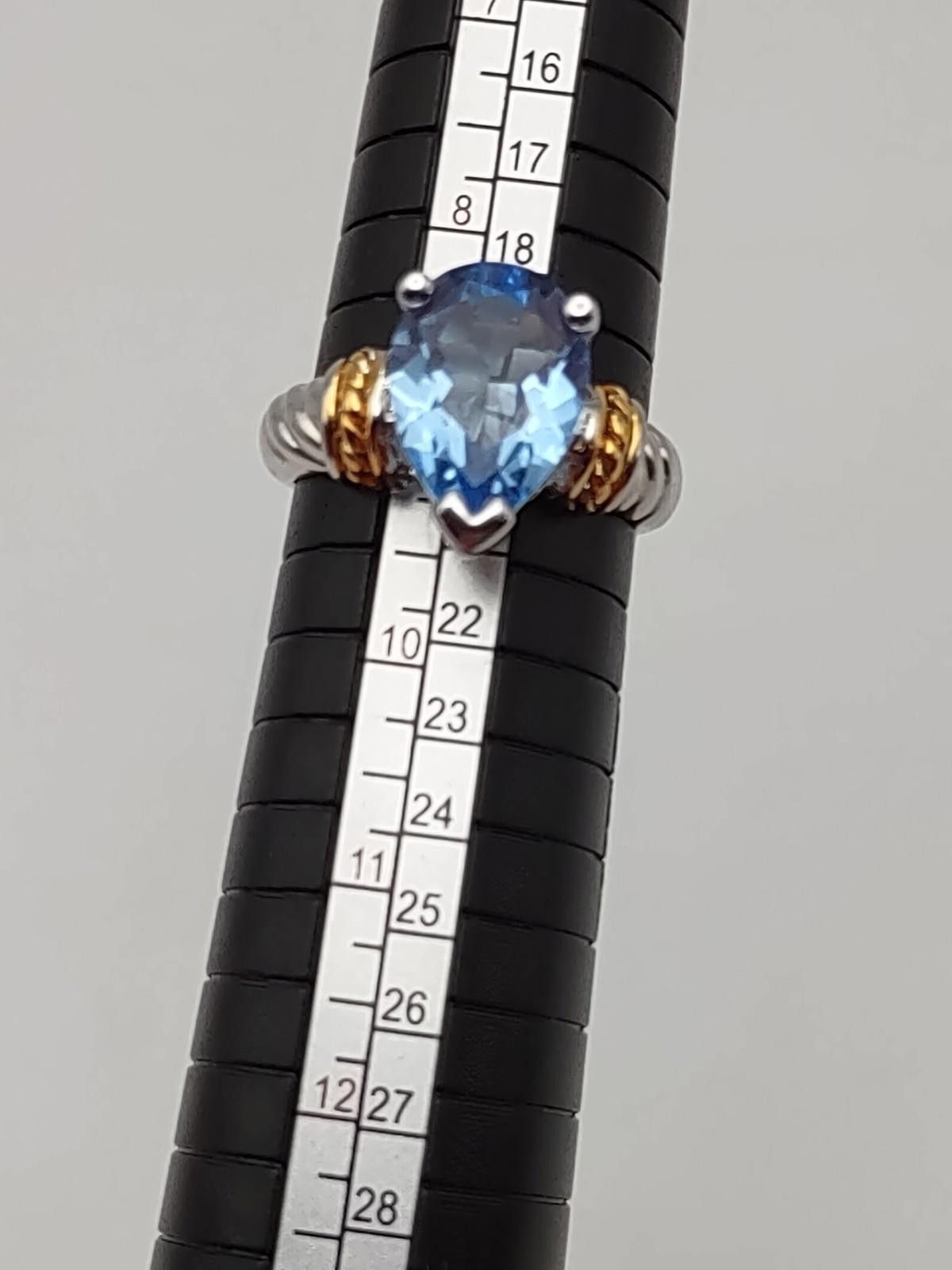 Beauty Beast Beta Sterling Blue Topaz Cocktail Ring Size 9 Two Tone Size ONE SIZE - 2 Thumbnail