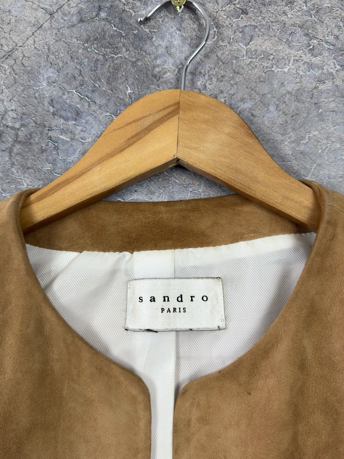 Sandro SANDRO Paris Suede Leather Womens Jacket Removable Sleeves Size M / US 6-8 / IT 42-44 - 4 Thumbnail
