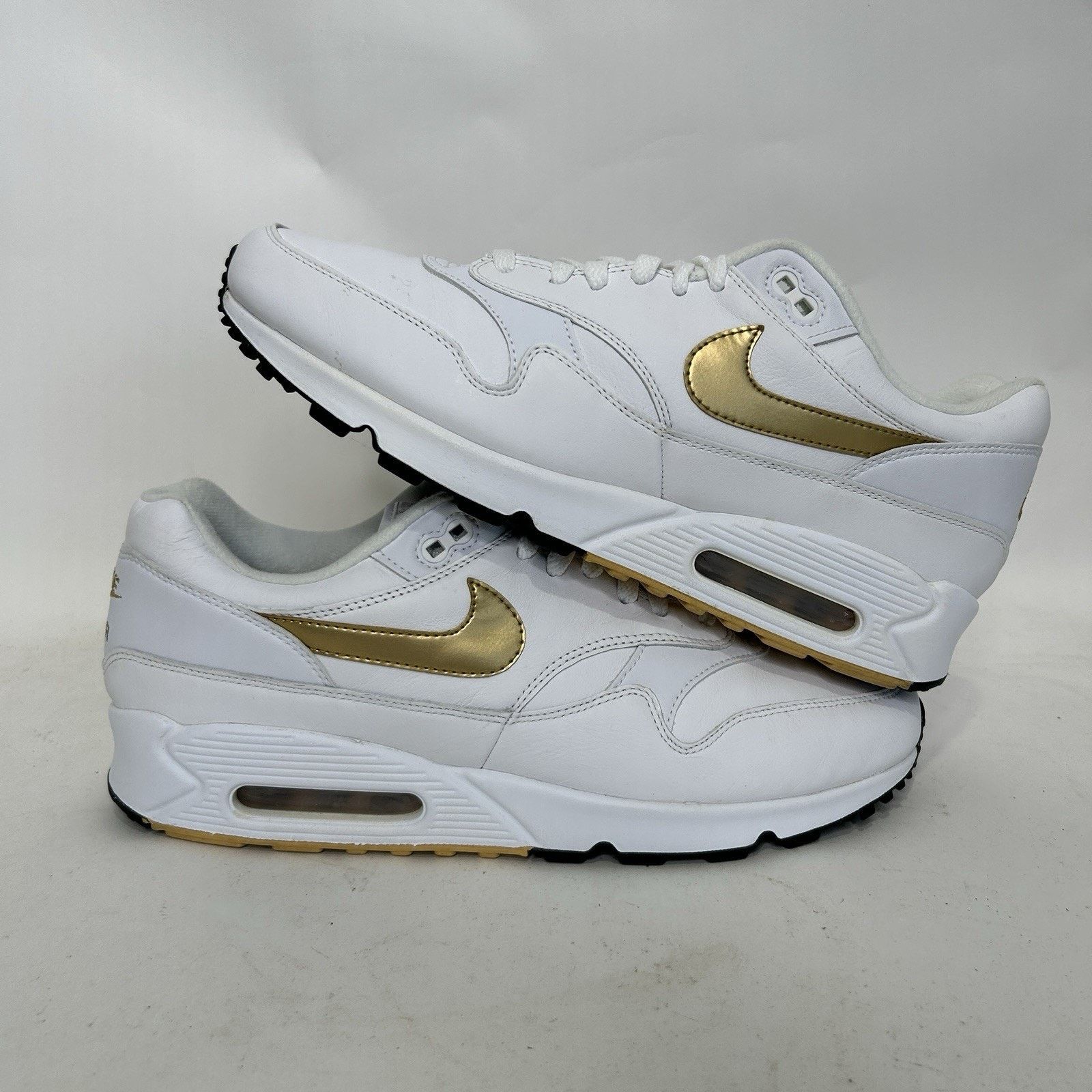 Nike Nike Air Max 90/1 “White Metallic Gold” AJ7695-102 Size US 11.5 / EU 44-45 - 1 Thumbnail