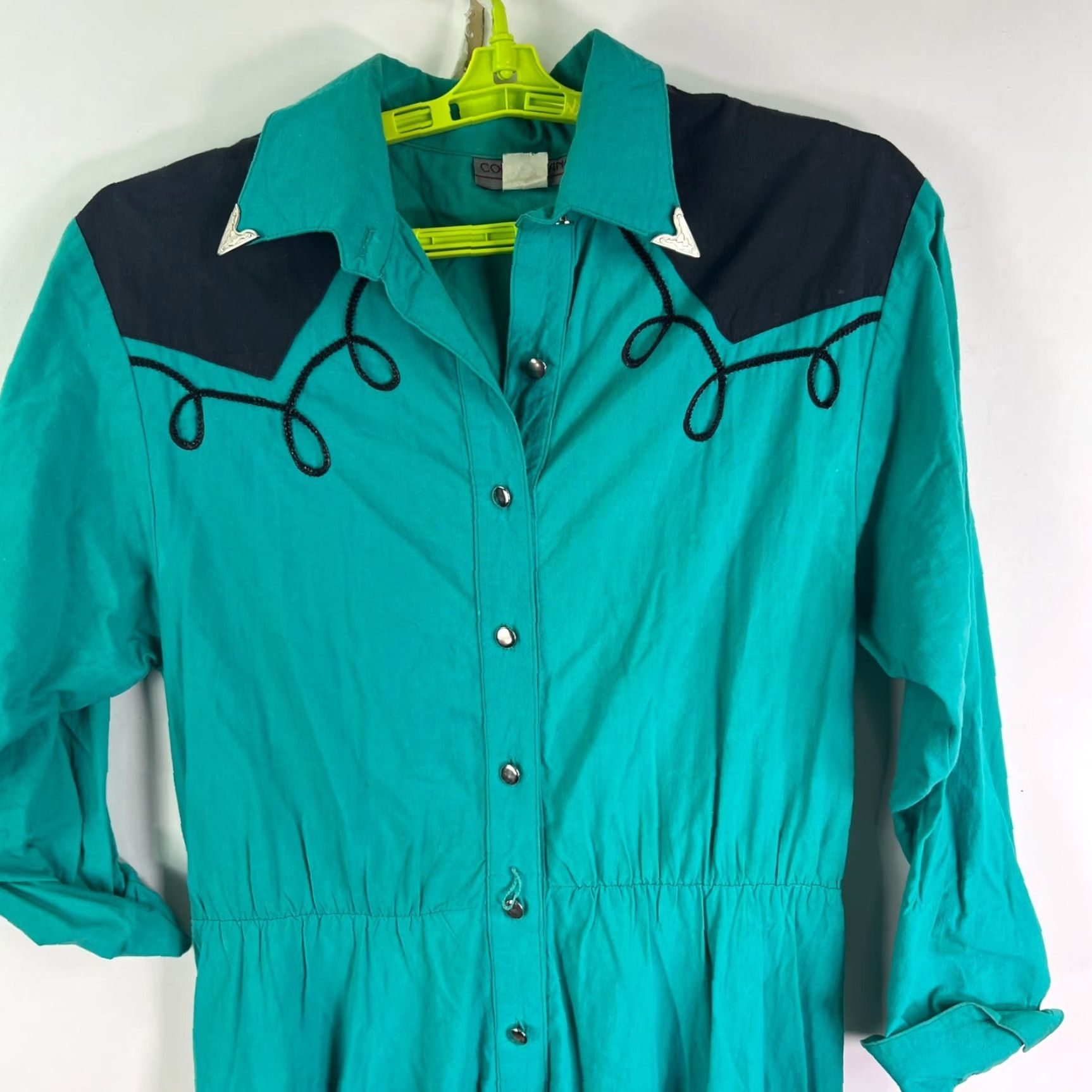 DANCER VINTAGE Country Lane Western Maxi Dress Womens Size 9 Long Sleeve Blue Party Wedding Cotton 90s Western Women Size M / US 6-8 / IT 42-44 - 2 Thumbnail
