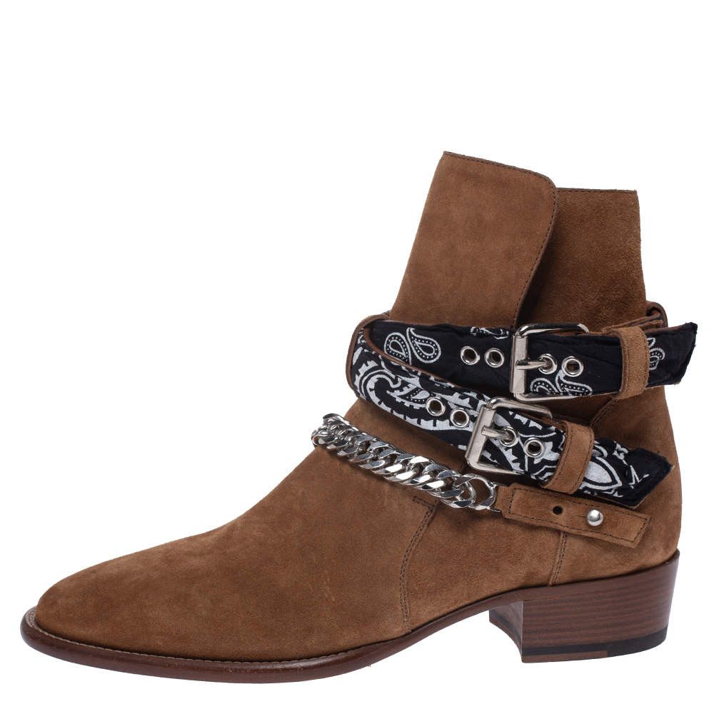 Amiri o1w1db11224 Buckle Ankle Boots in Brown Size US 8 / EU 41 - 1 Thumbnail