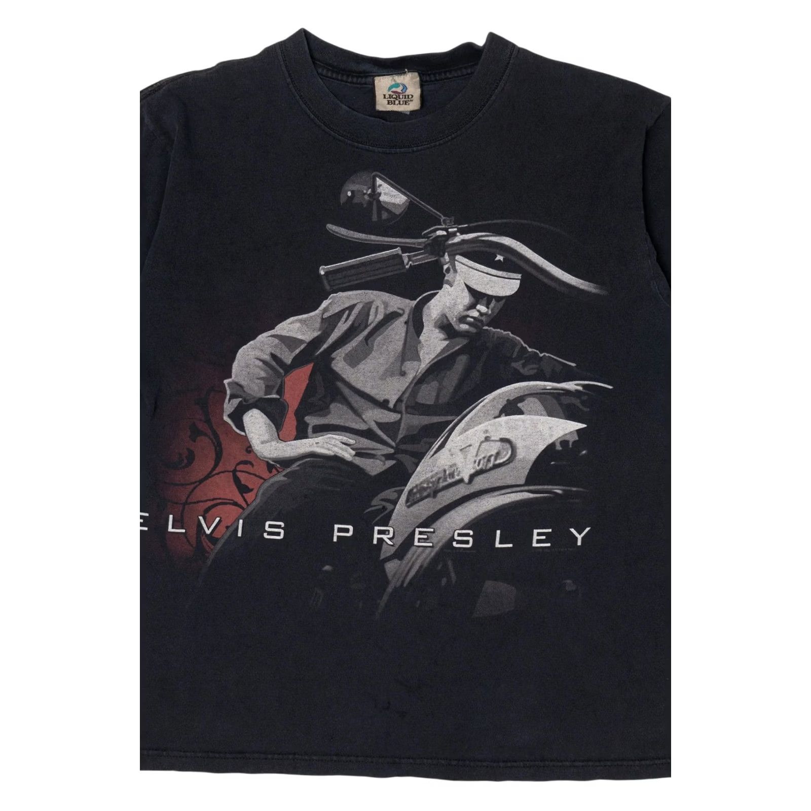 Liquid Blue VINTAGE Elvis Presley Motorcycle Liquid Blue T-Shirt (1990s) Size US M / EU 48-50 / 2 - 6 Thumbnail
