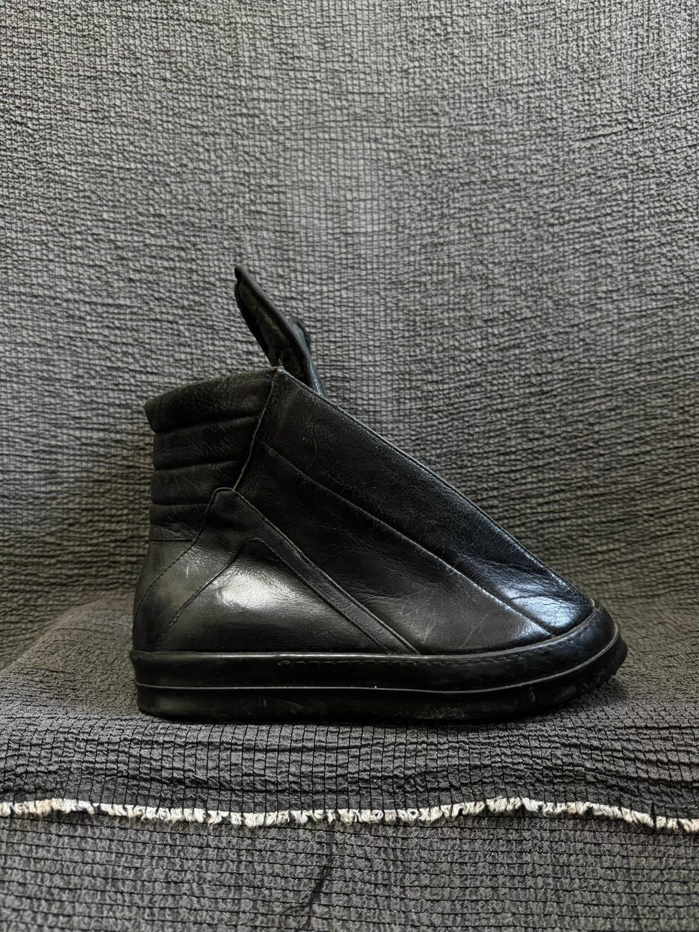 Rick Owens Rick Owens Black Leather Open-Top High-Top Men's Shoes Size US 6.5 / EU 39-40 - 7 Thumbnail