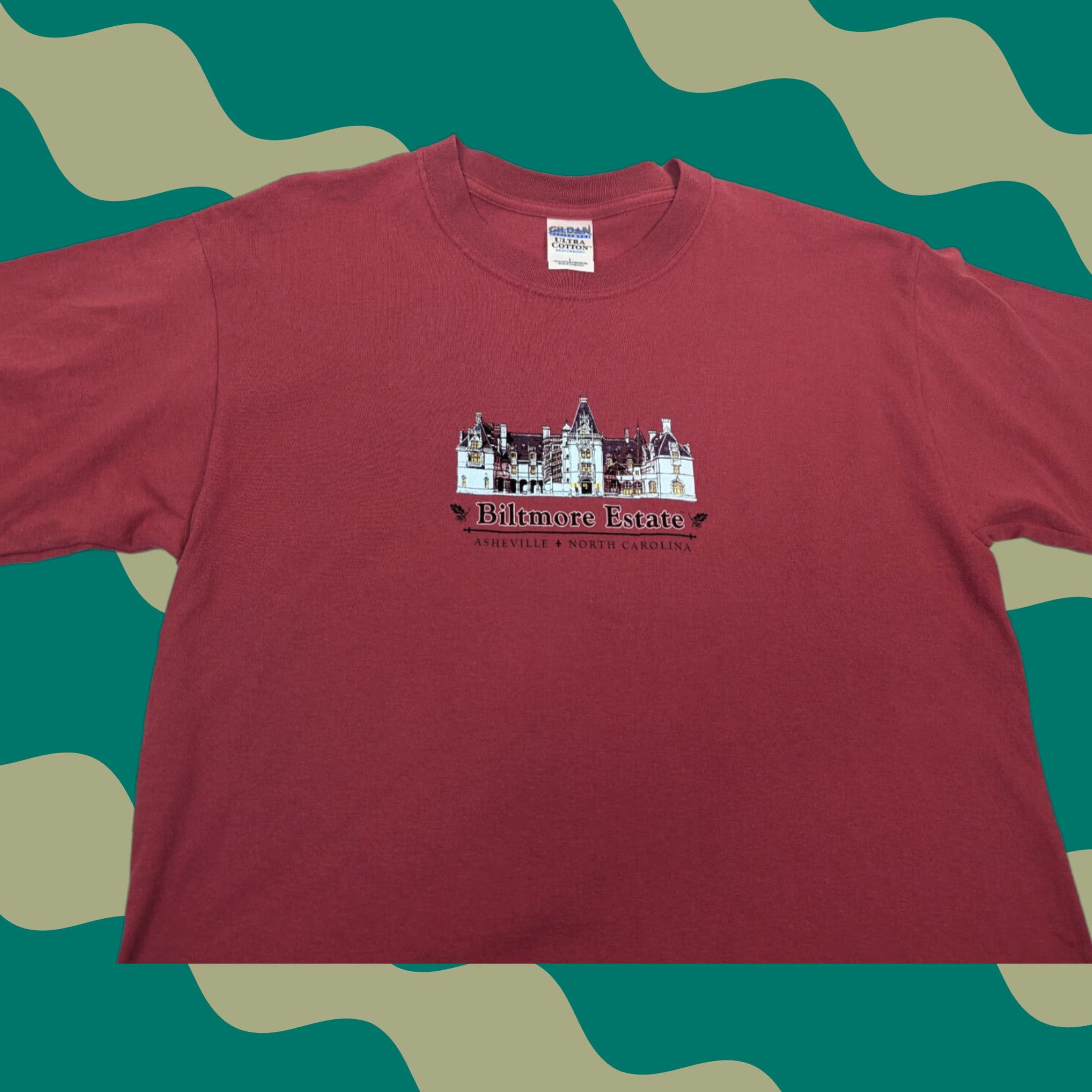 Gildan VINTAGE Biltmore Estate Asheville Red Shirt Adult Large North Carolina Gildan Ultra Cotton T-Shirt Mens Size US L / EU 52-54 / 3 - 1 Thumbnail