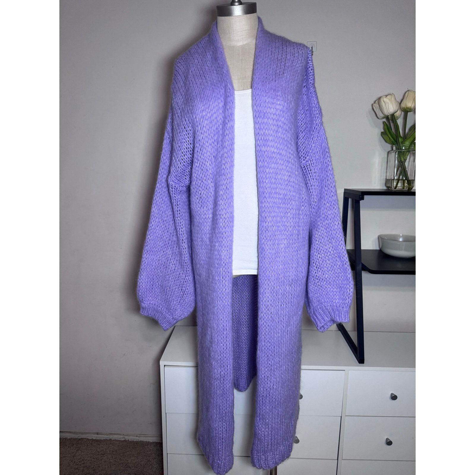 Other Ottod`Ame Knit Wool Blend Long Cardigan Lavander RARE Size L / US 10 / IT 46 - 1 Thumbnail