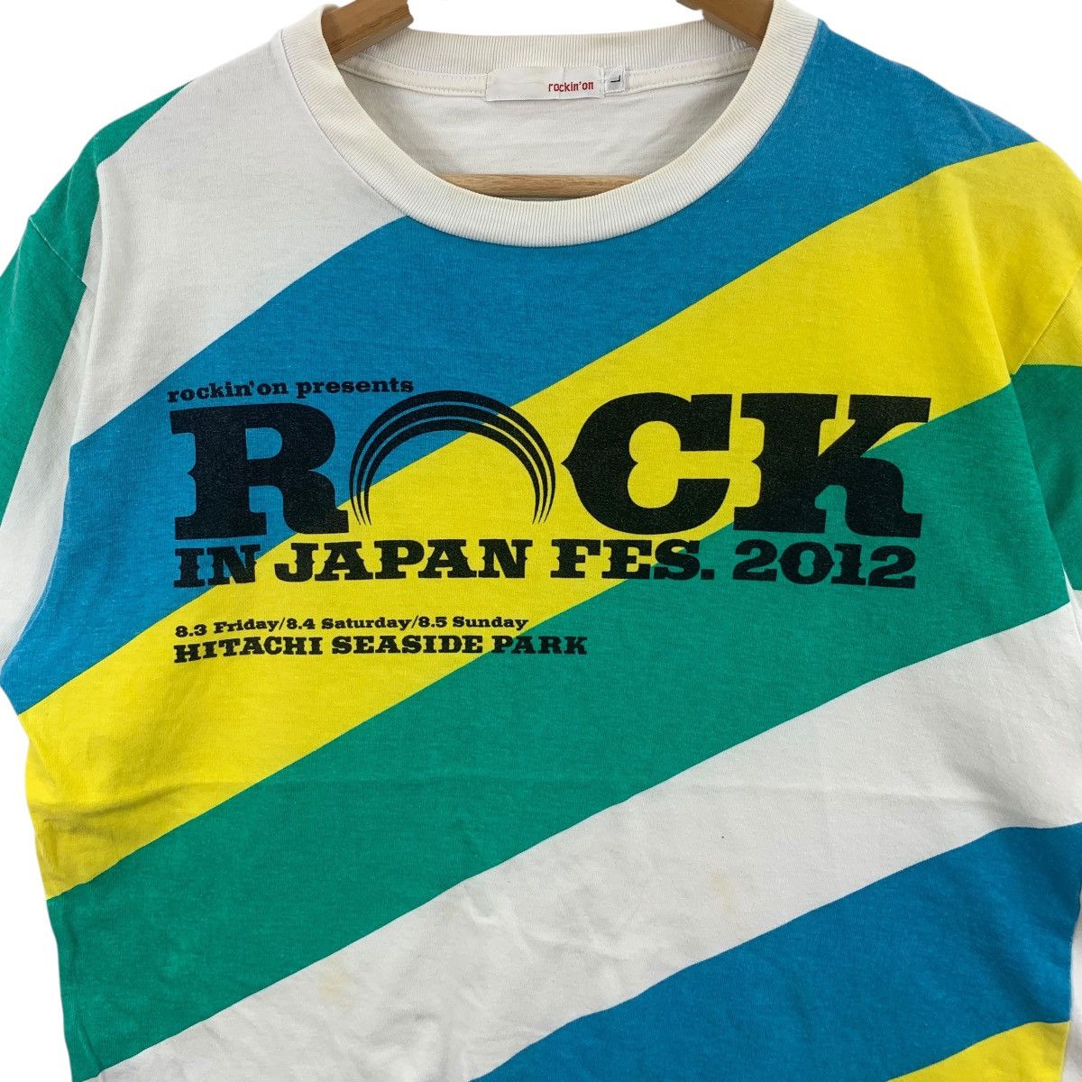 Other ROCKIN ON Rock In Japan Festival 2012 Striped Tee Shirt Size US L / EU 52-54 / 3 - 5 Thumbnail