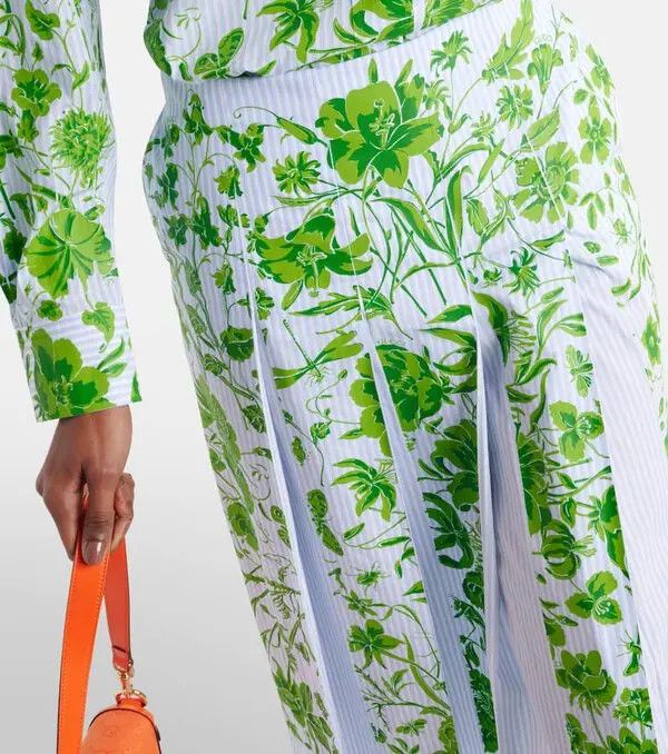 Gucci o1la5ras0526 Flowers Striped Cotton Midi Skirt in Multicolor Size 28" / US 6 / IT 42 - 4 Thumbnail