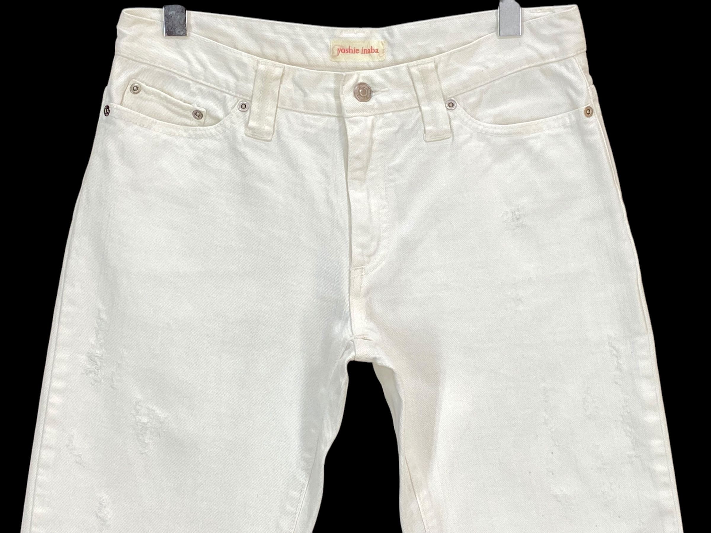Japanese Brand Yoshie Inaba Denim White Jeans Vintage Distressed Denim Size US 31 - 3 Thumbnail