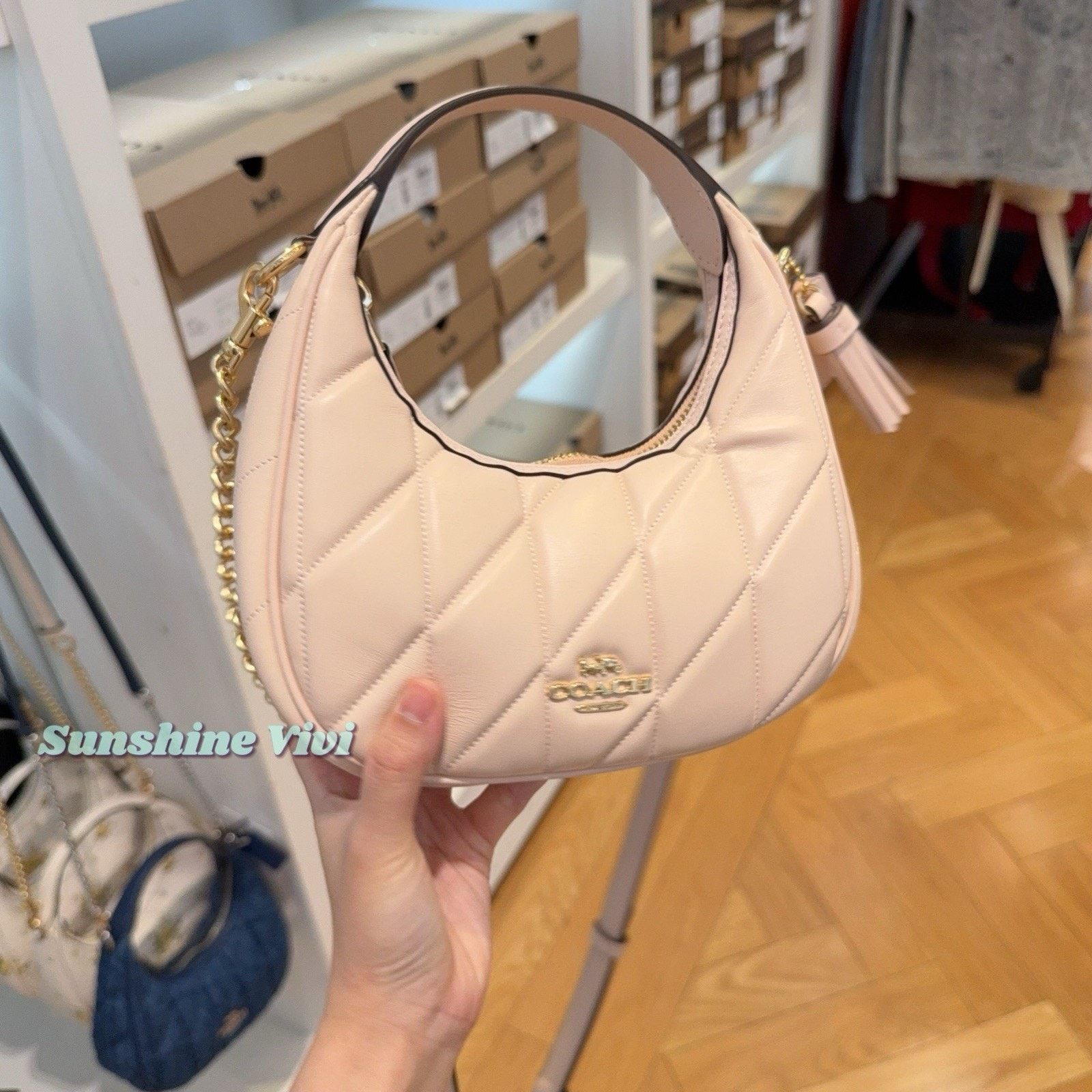 Coach NWT COACH Carmen Mini Crossbody Bag Quilted Gold/Brush CY710 Size ONE SIZE - 4 Thumbnail