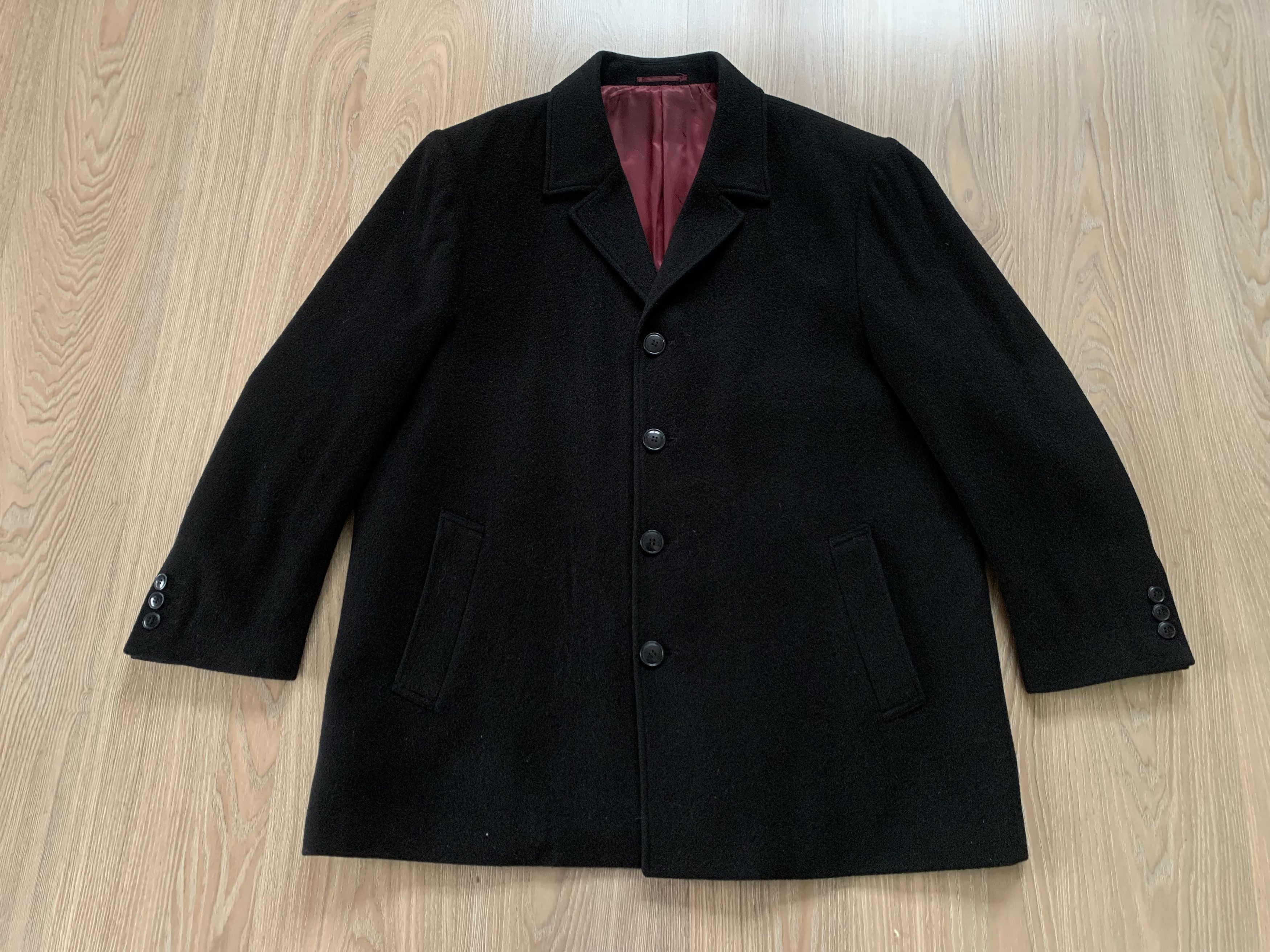 Pierre Cardin Pierre Cardin Black Wool Overcoat Size US XL / EU 56 / 4 - 2 Thumbnail
