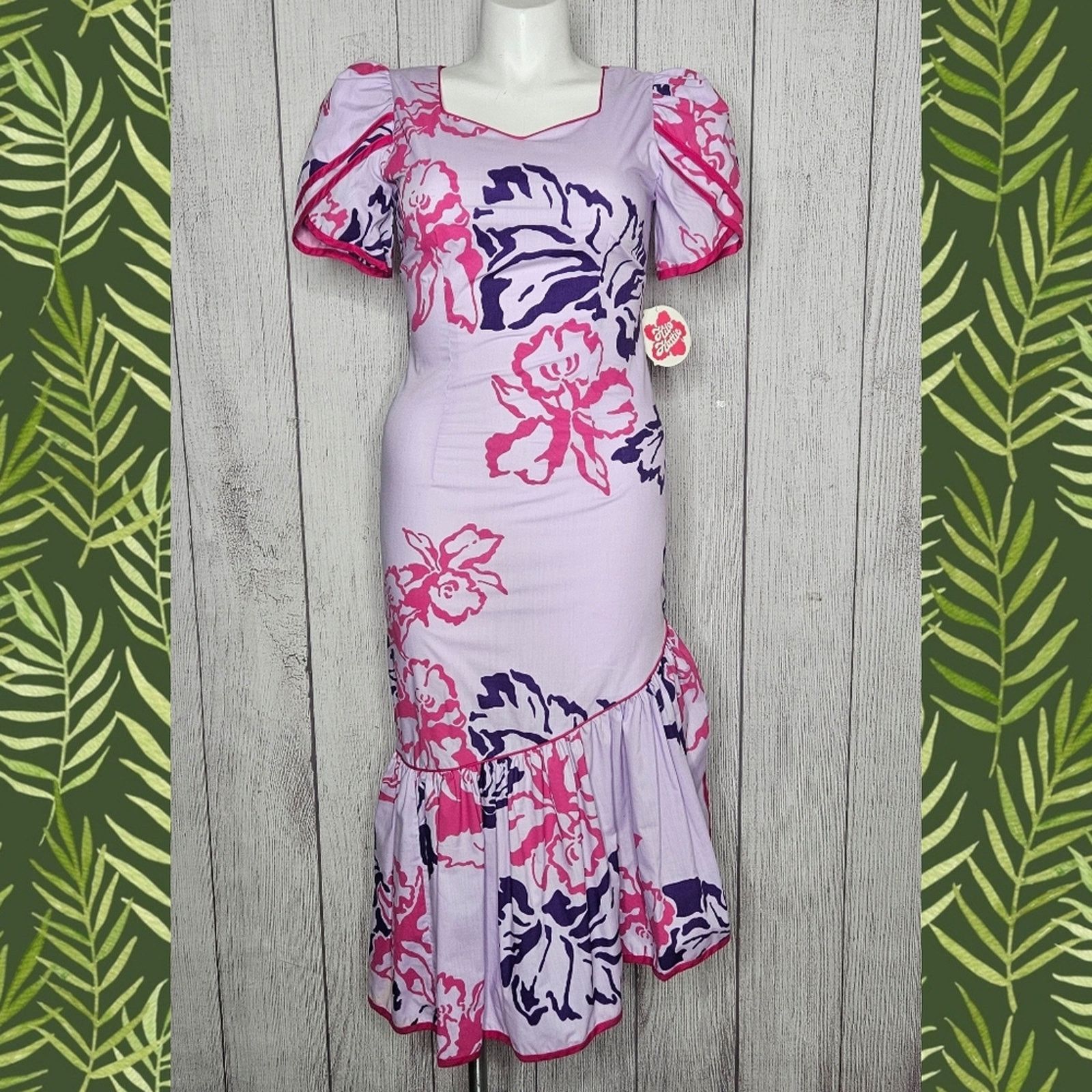 Hilo Hattie × Vintage Hilo Hattie Floral Puff Sleeve Dress w Mermaid Ruffle Hem Size XL / US 12-14 / IT 48-50 - 1 Thumbnail