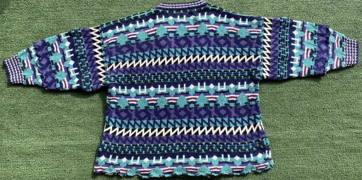 Handmade Up Cycled Colorful Pattern One Of A Kind Sweater Large Size L / US 10 / IT 46 - 8 Thumbnail