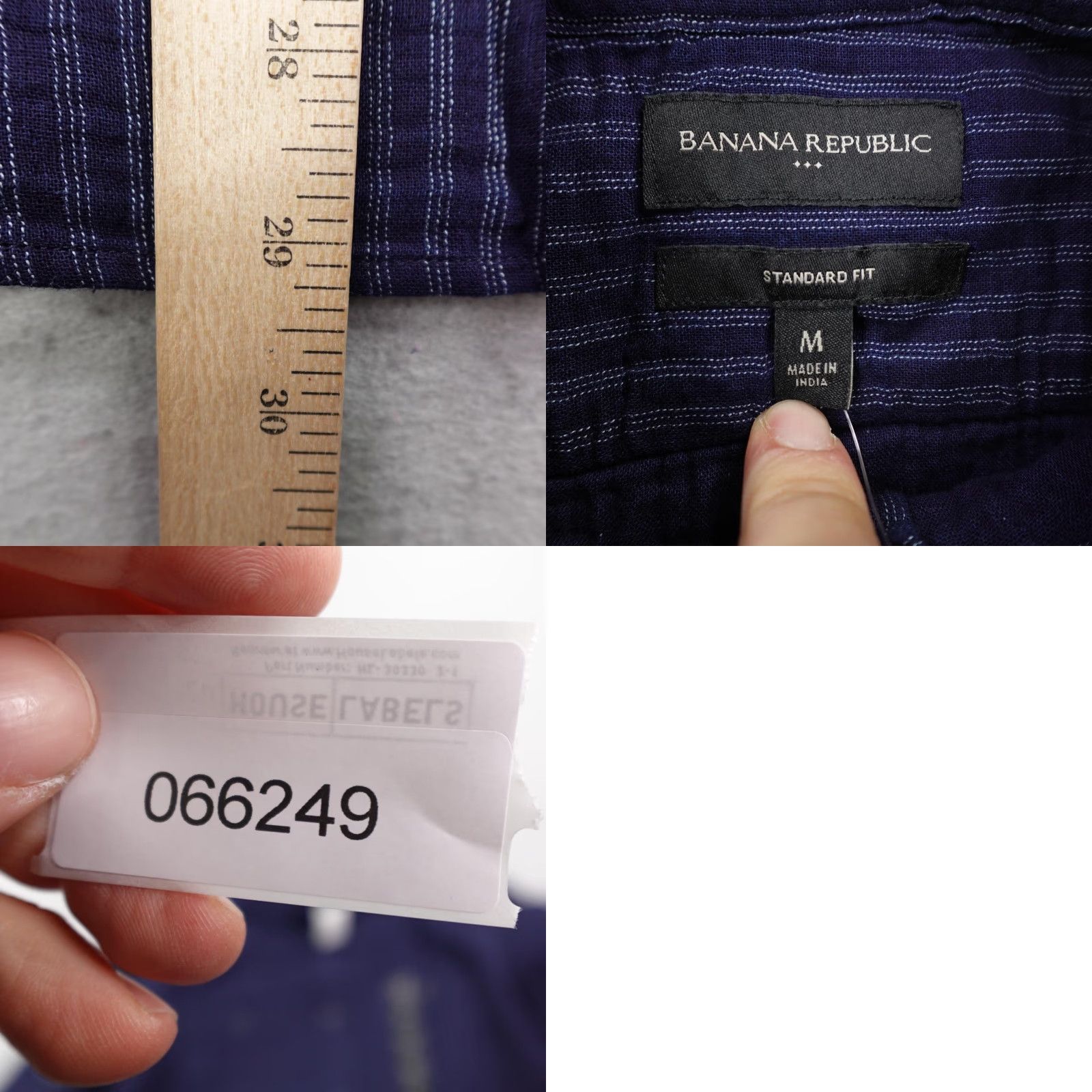 Banana Republic Banana Republic Shirt Men M Indigo Blue Striped Button-Up Long Sleeve — New with Tags, Casual/Workwear Size US M / EU 48-50 / 2 - 8 Thumbnail
