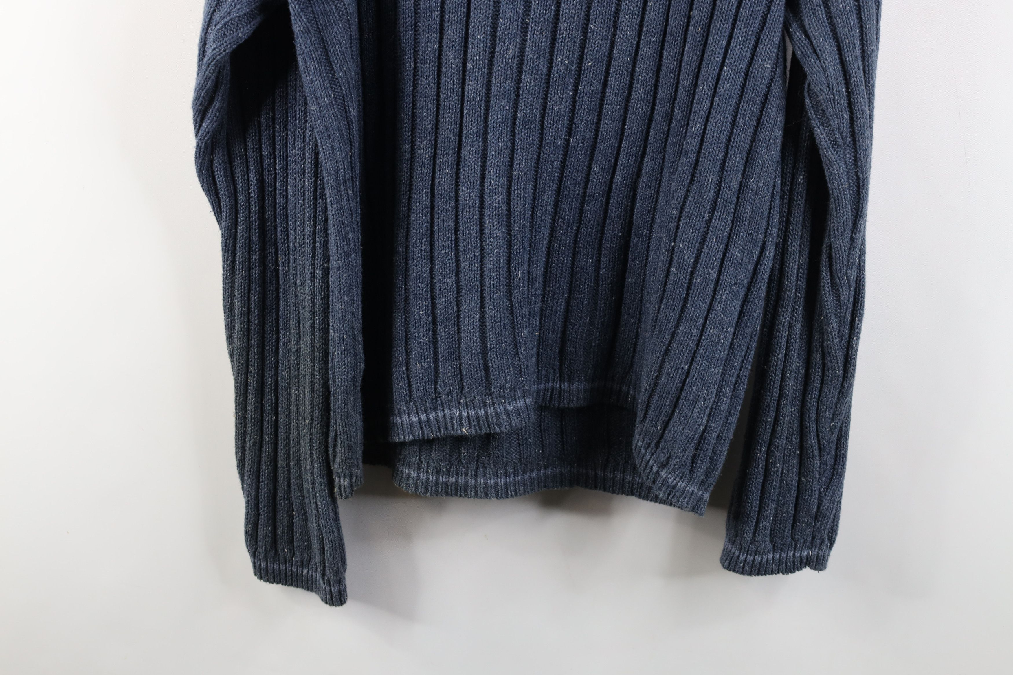 Vintage Vintage 90s Streetwear Ribbed Knit Henley Sweater Blue Size US M / EU 48-50 / 2 - 12 Thumbnail